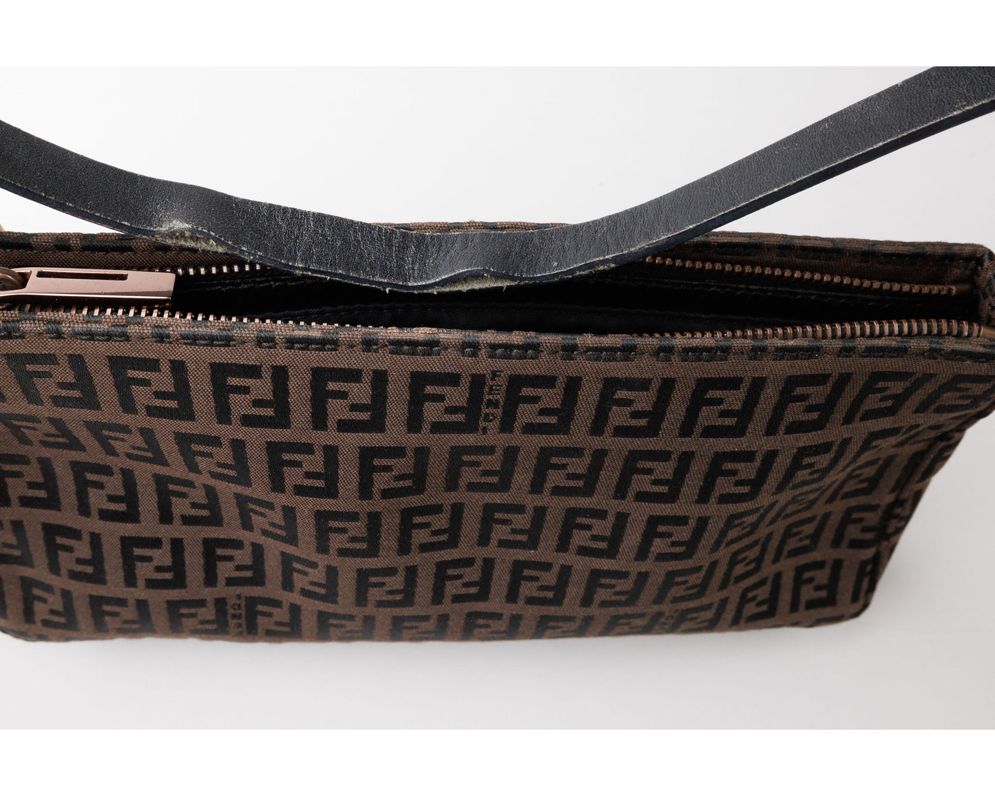 FENDI Zucca Canvas Leather Shoulder Bag Brown/Black