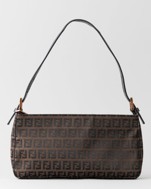 FENDI Zucca Canvas Leather Shoulder Bag Brown/Black