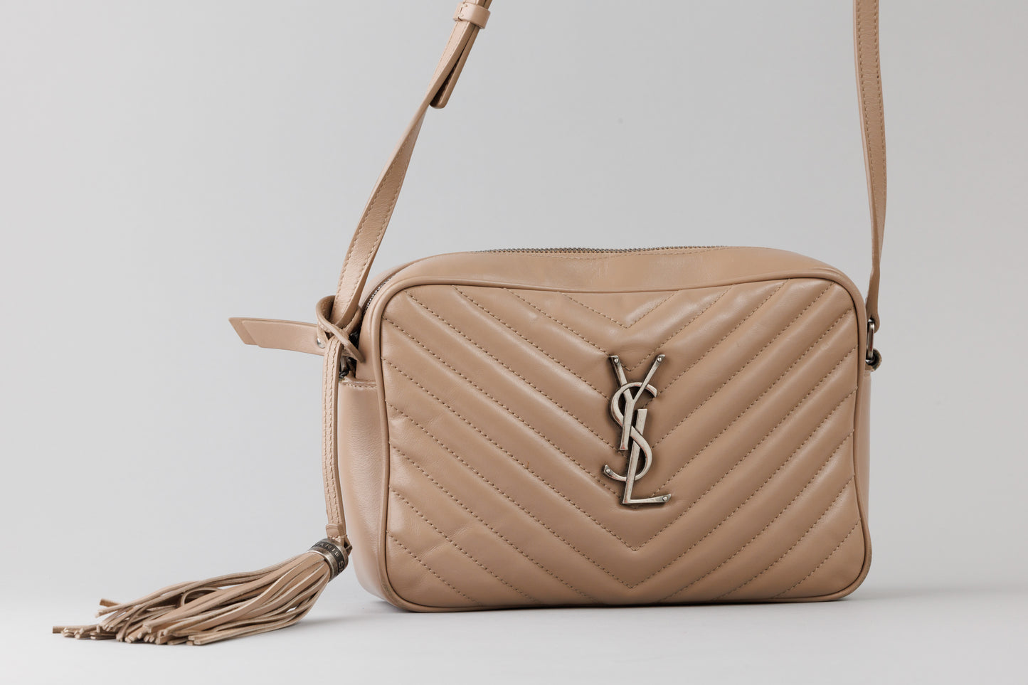 Yves Saint Laurent Lou Medium YSL Monogram Calfskin Camera Crossbody Bag - Aged Silver Hardware