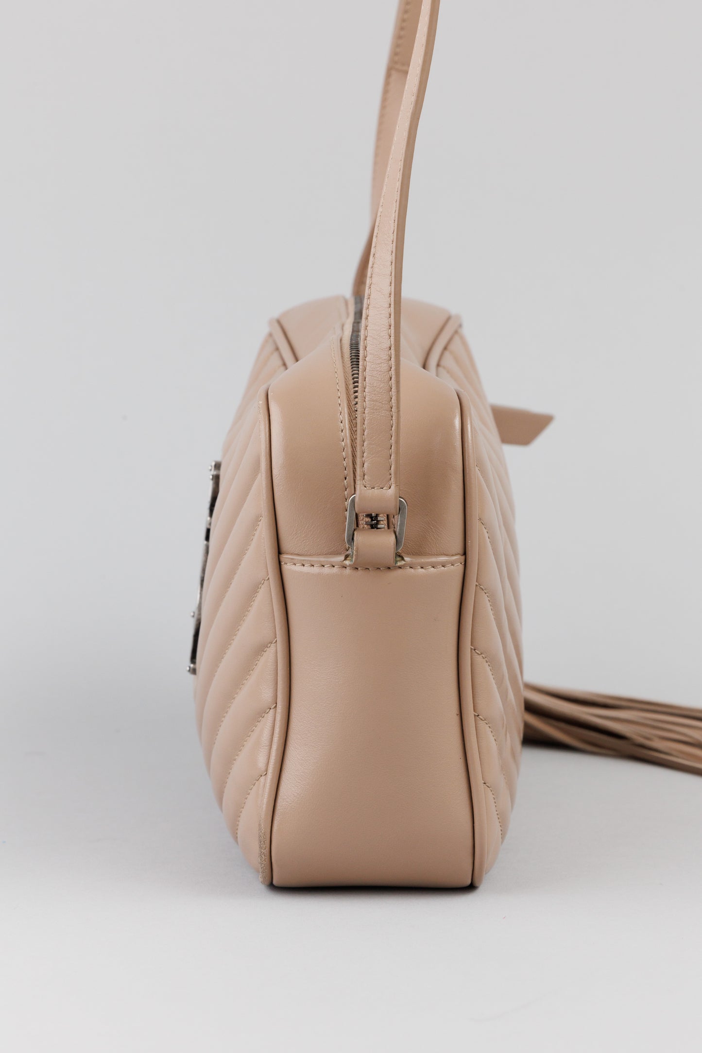 Yves Saint Laurent Lou Medium YSL Monogram Calfskin Camera Crossbody Bag - Aged Silver Hardware