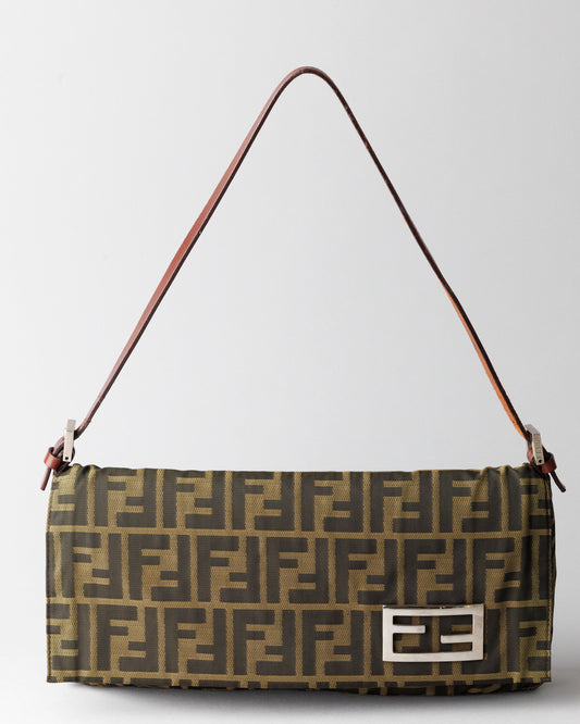 Pre-Owned Fendi Zucca Pattern FF Logo Mamma Bucket Shoulder Bag
