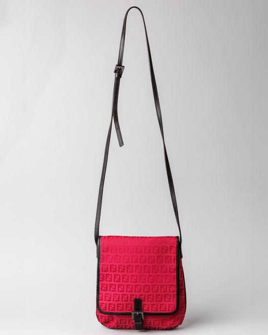 Fendi Zucchino Canvas Crossbody (Red)
