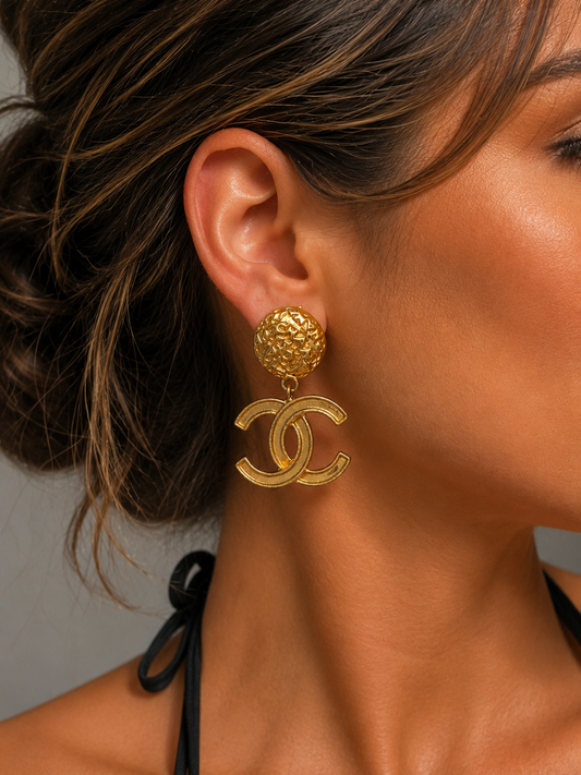 Chanel CC Gold Dangle Earrings 1995