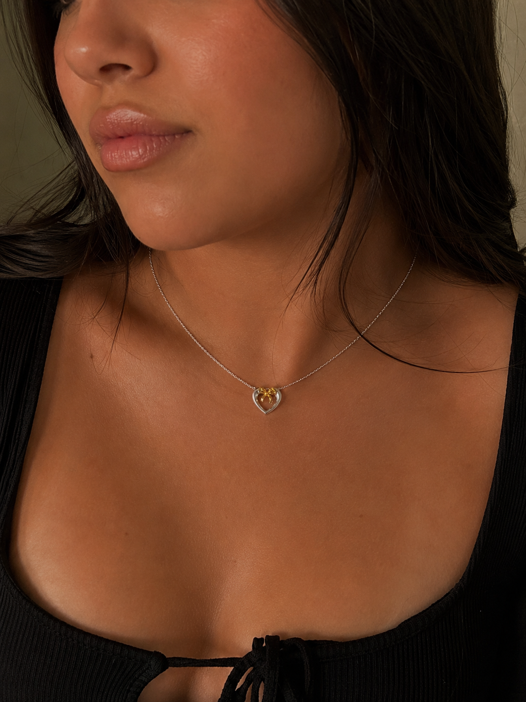 Tiffany & Co. Sterling Silver Open Heart Ribbon Necklace