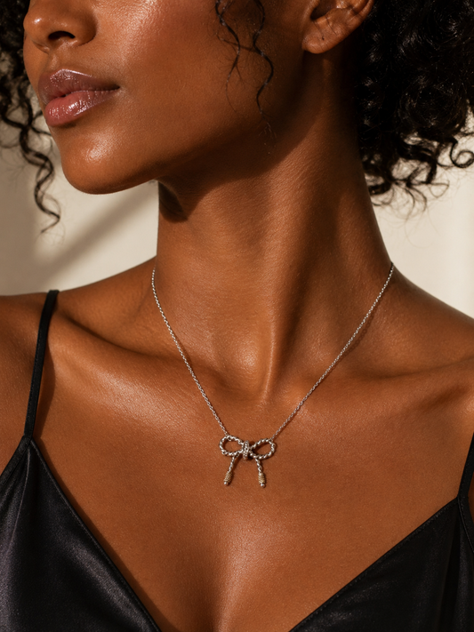 Tiffany & Co 16" Sterling Silver Twisted Rope Bow Necklace