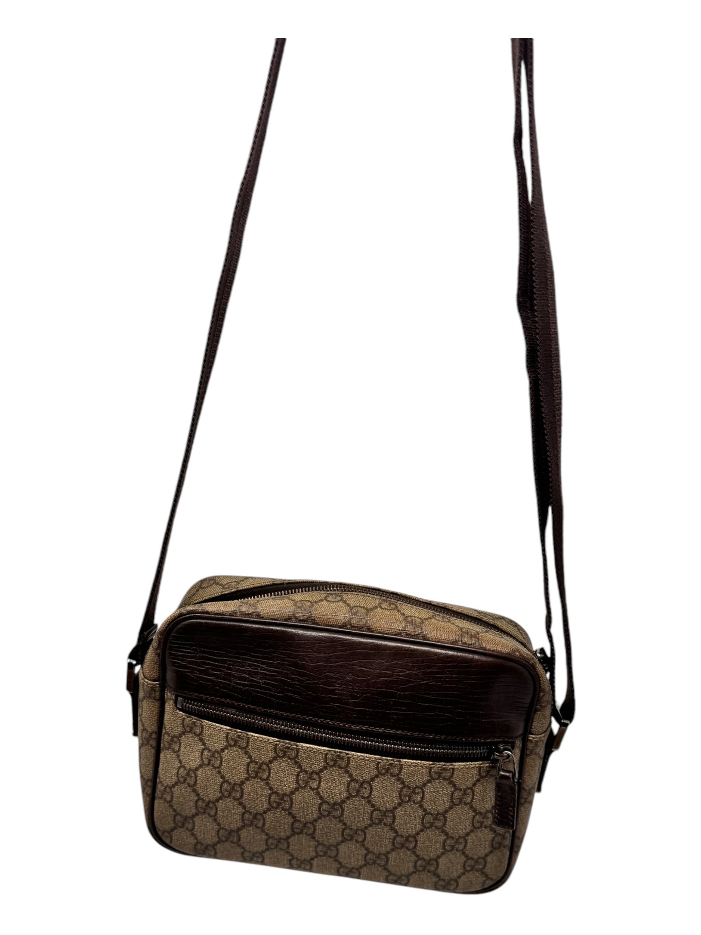 GUCCI Canvas GG Supreme Camera Crossbody Bag