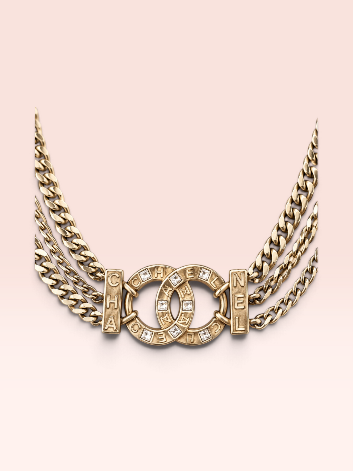 Chanel Crystal Multi-Strand CC Choker Necklace 2021