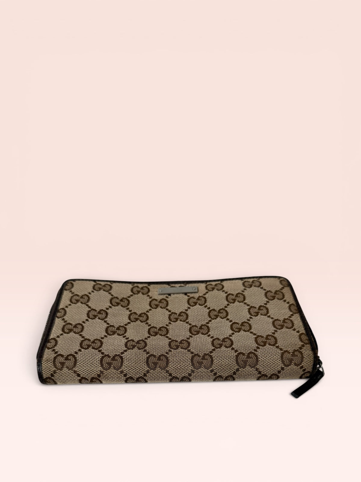 Gucci GG Canvas Zip Around Long Wallet (Brown)