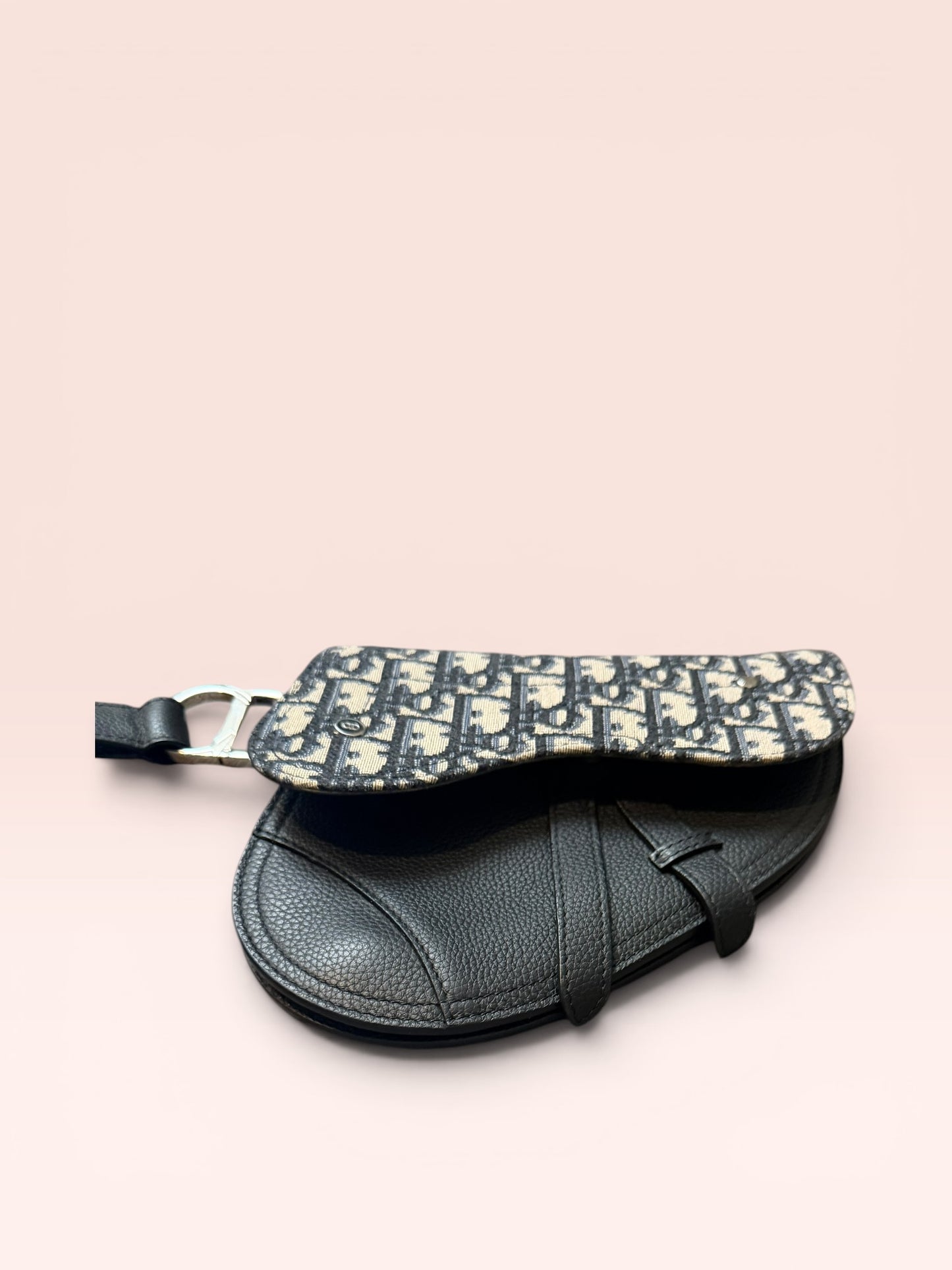 Christian Dior Canvas Leather Oblique Jacquard Saddle Wristlet clutch