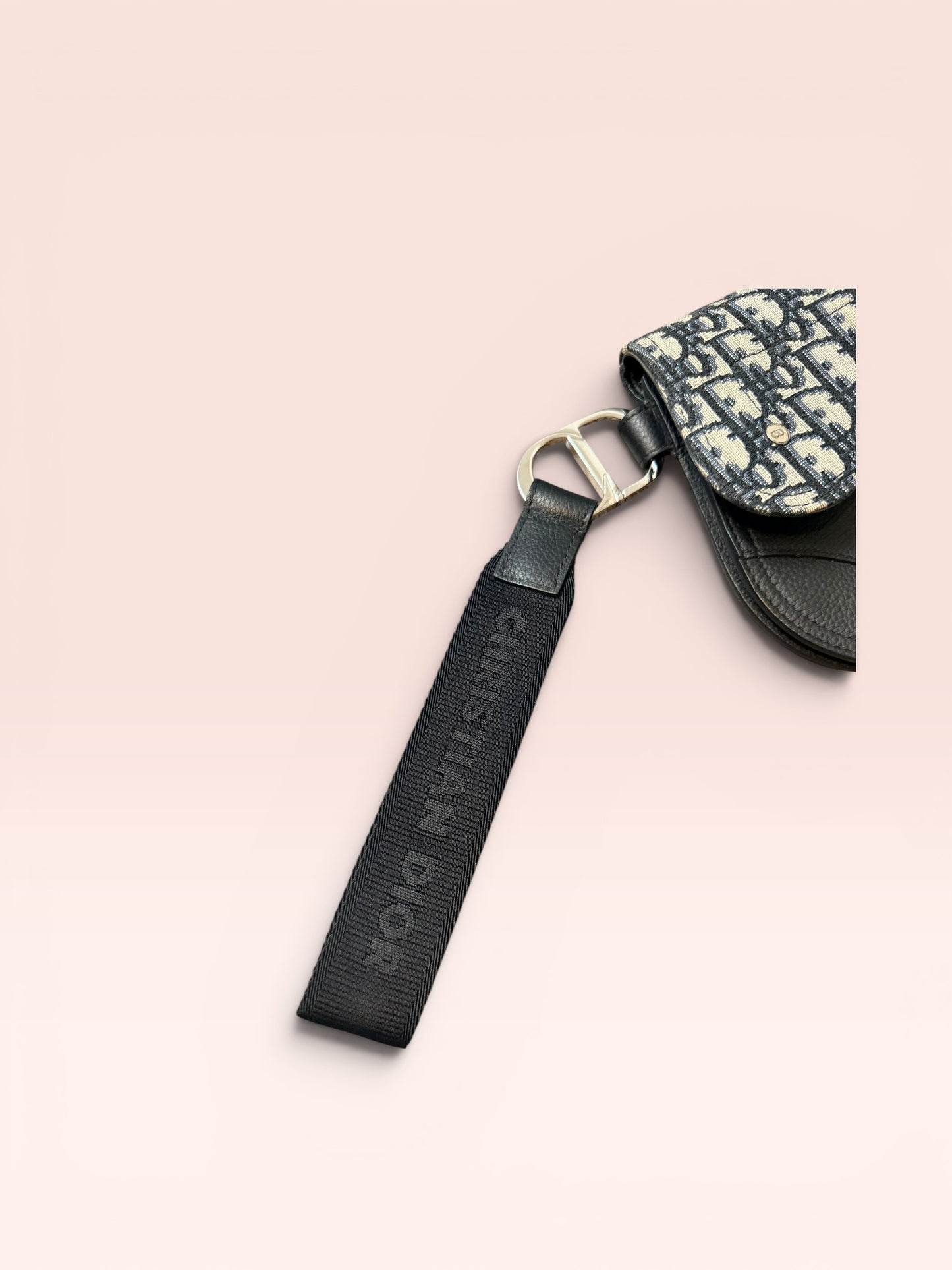 Christian Dior Canvas Leather Oblique Jacquard Saddle Wristlet clutch