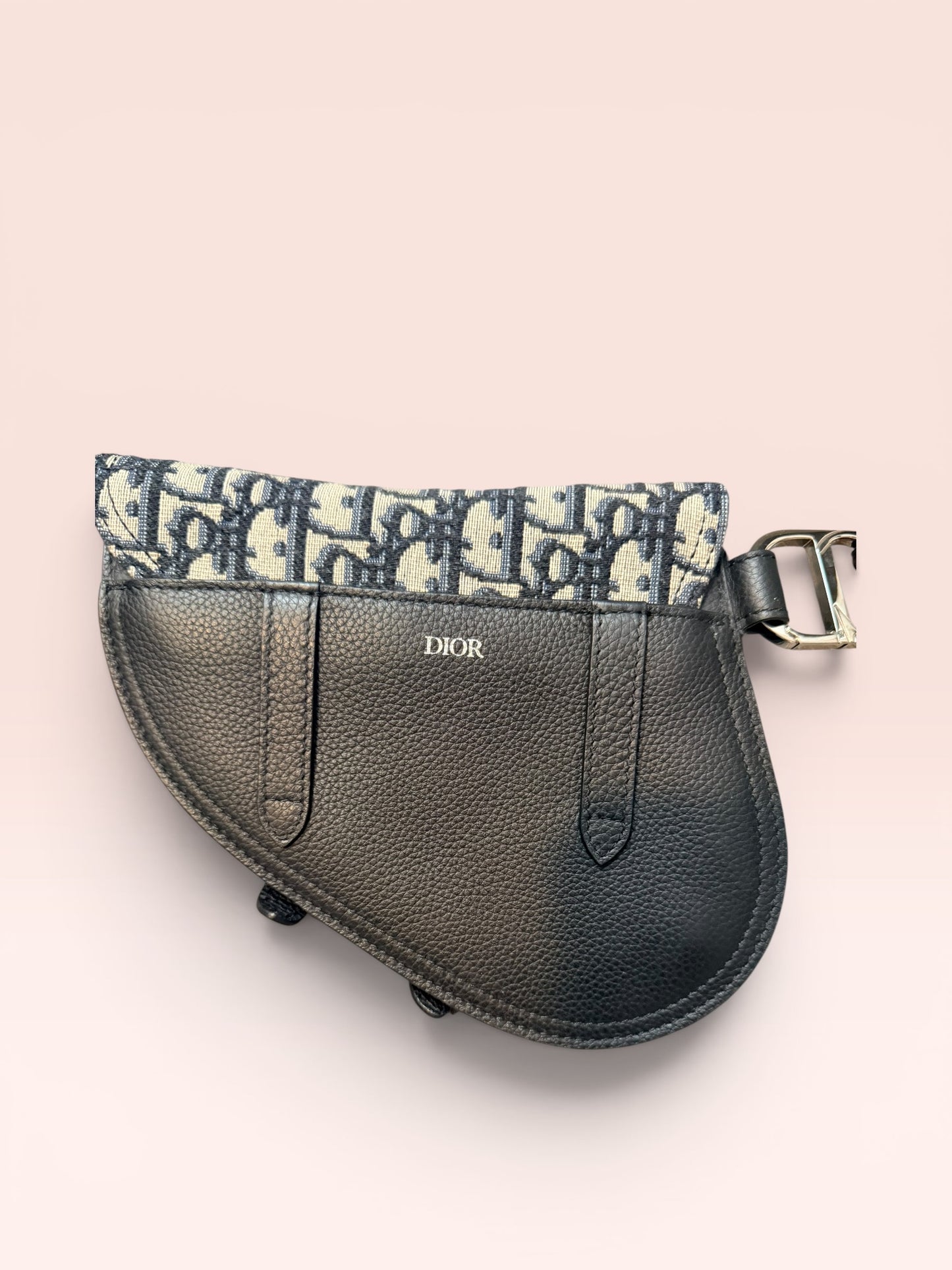 Christian Dior Canvas Leather Oblique Jacquard Saddle Wristlet clutch