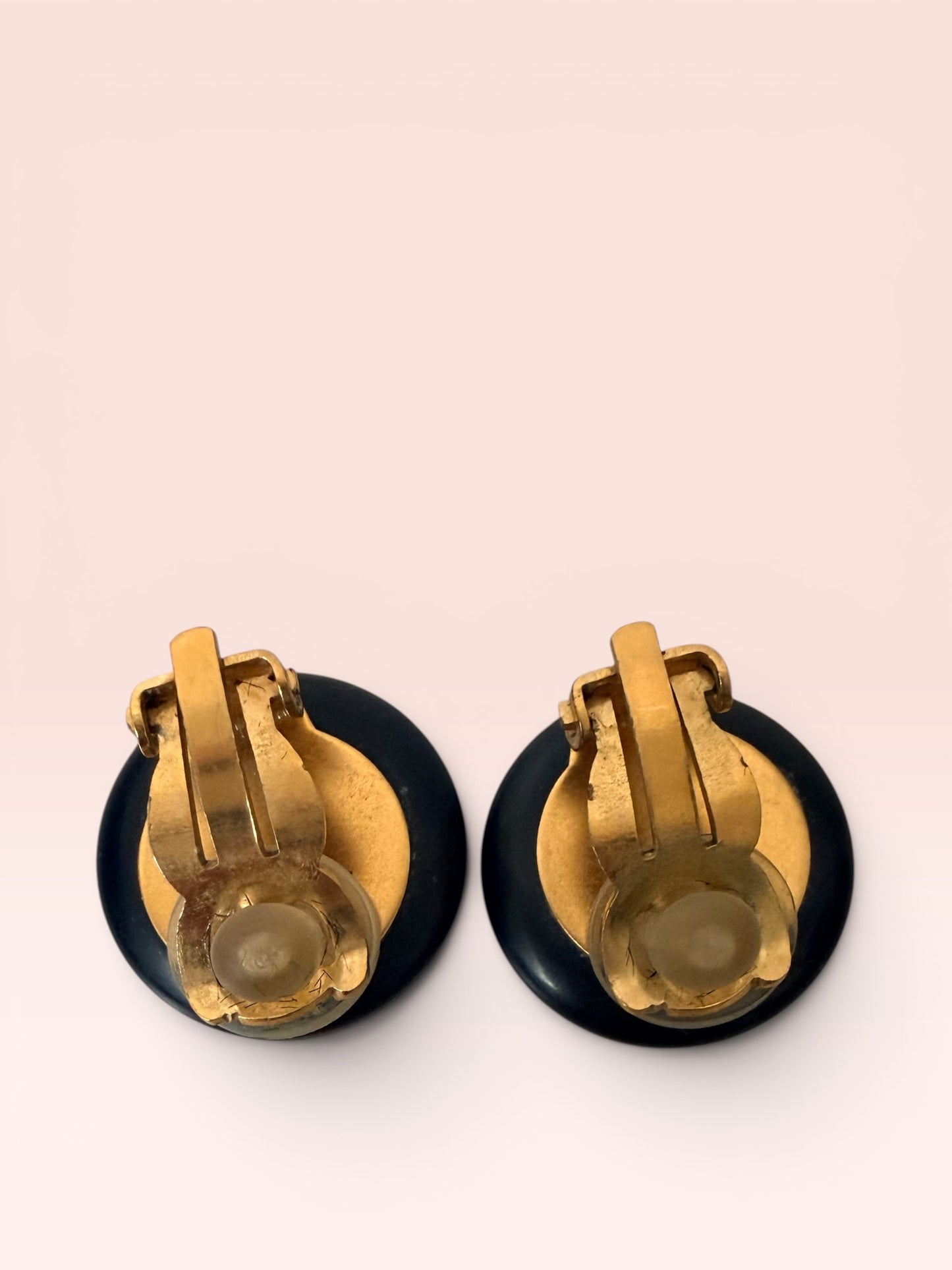Chanel Coco Mark Clip On Earrings 1997 w/ Box (Black White)