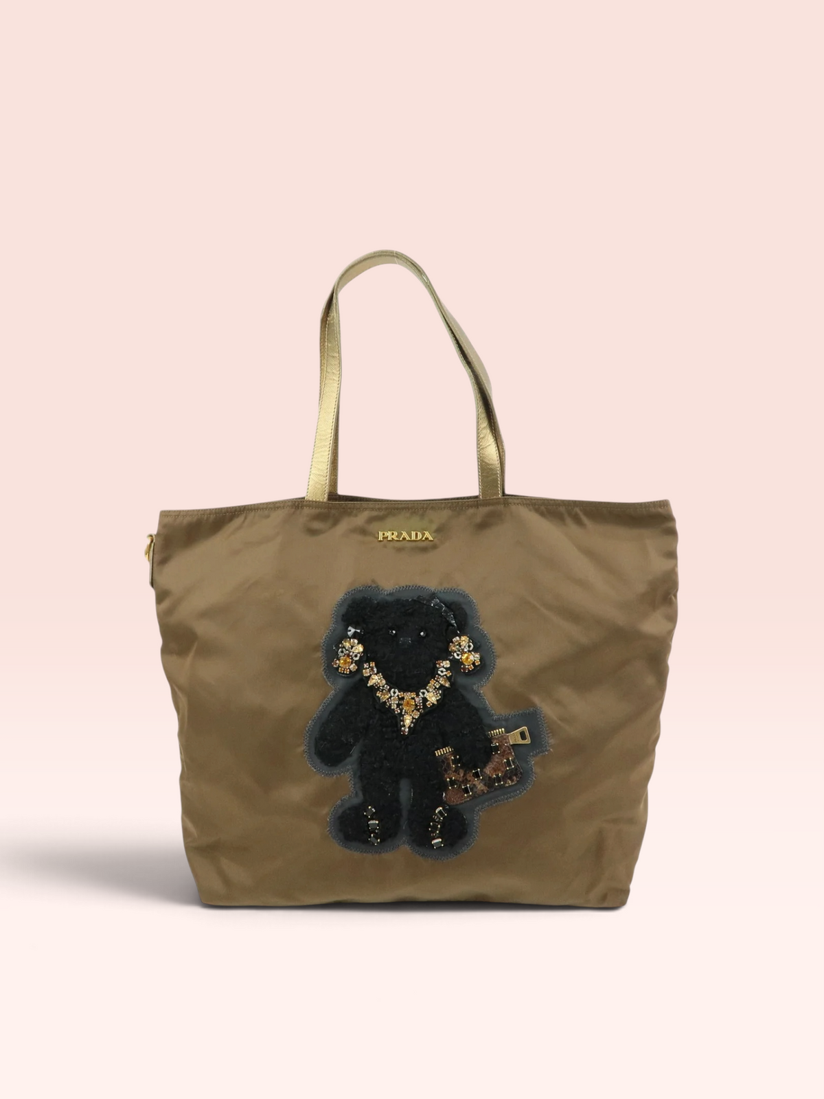 Prada Nylon Tessuto Bear Tote (Khaki)