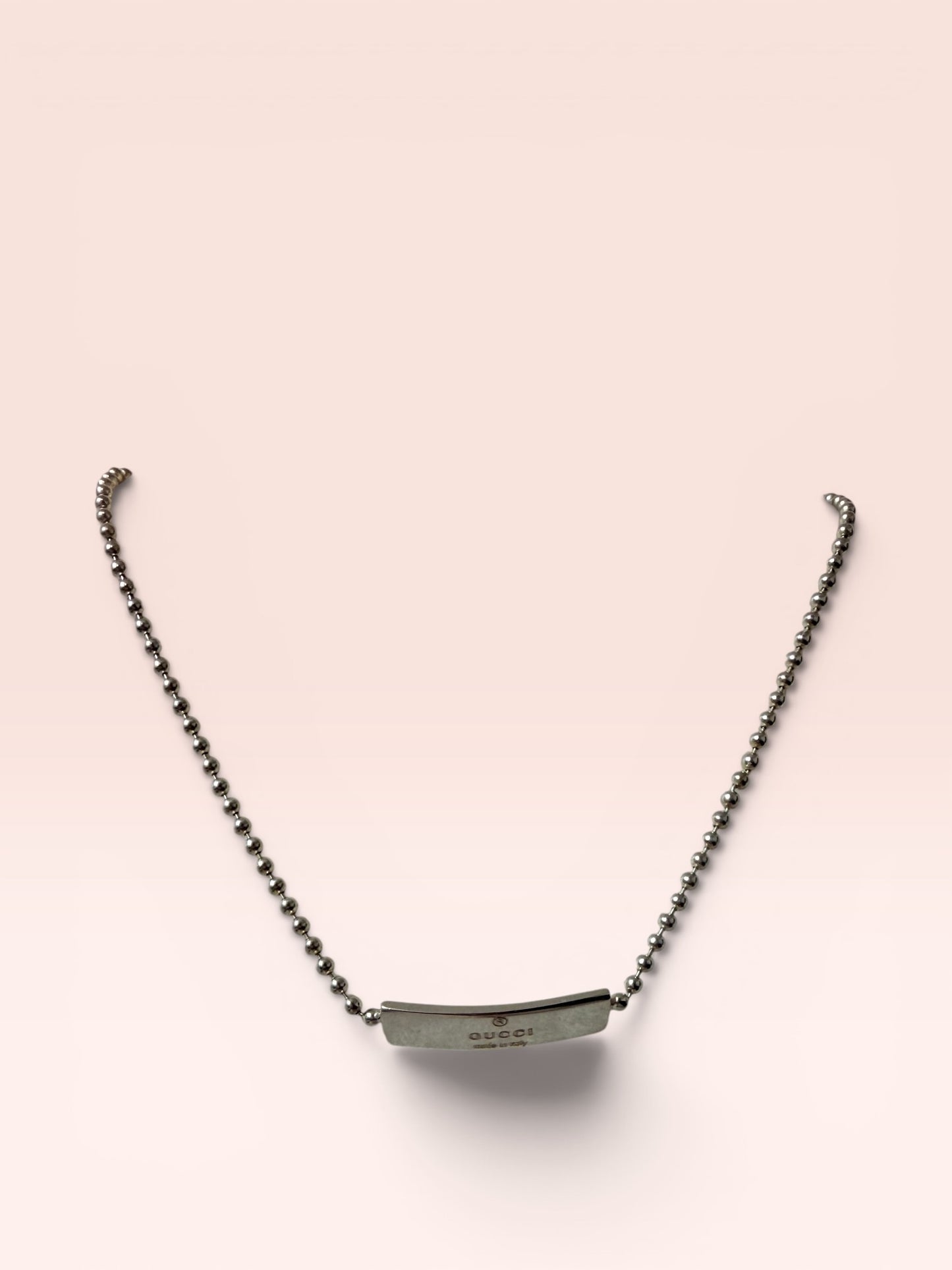 Gucci Sterling Silver Logo Plate Ball Choker Necklace