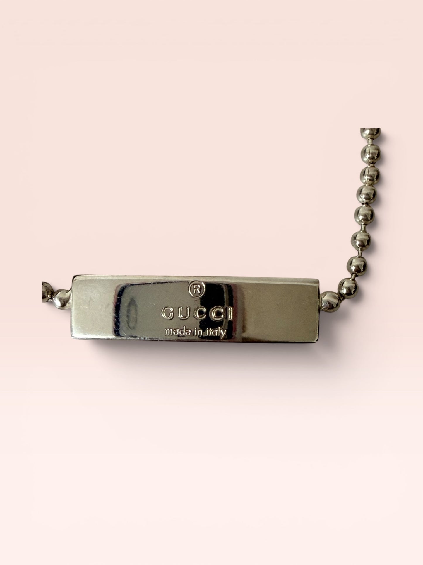 Gucci Sterling Silver Logo Plate Ball Choker Necklace