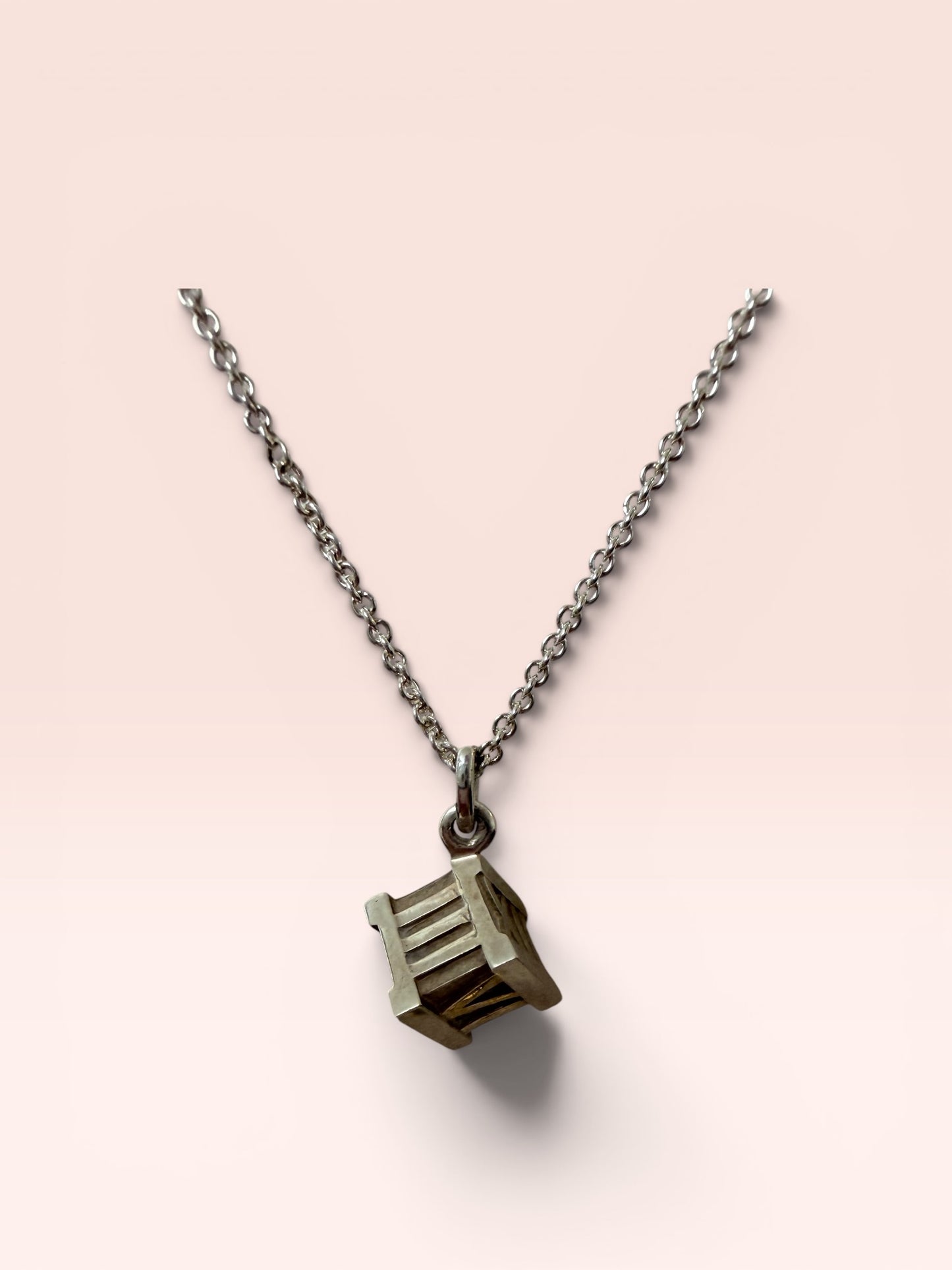 Tiffany & Co Sterling Silver 16" Atlas Cube Necklace