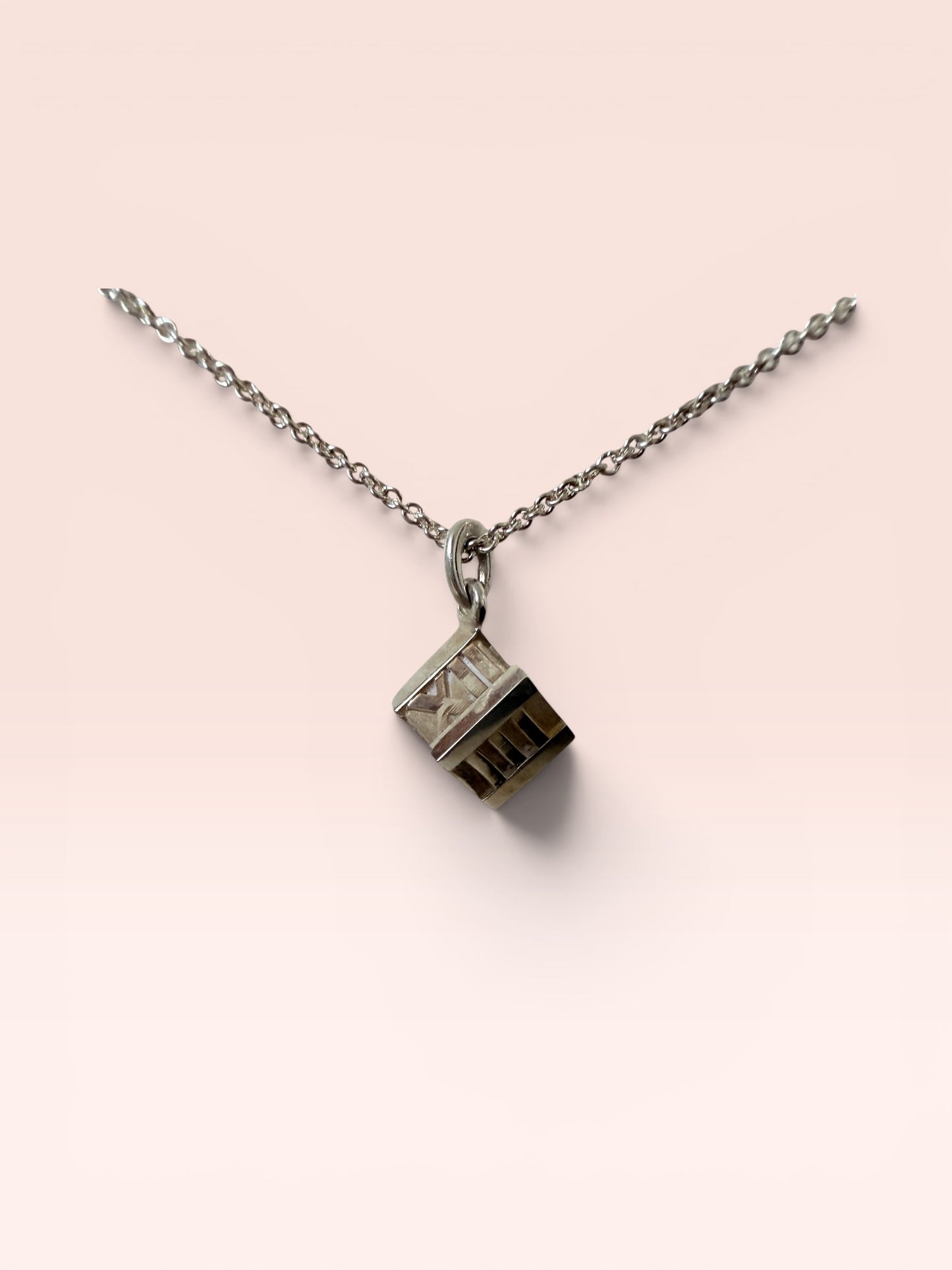 Tiffany & Co Sterling Silver 16" Atlas Cube Necklace