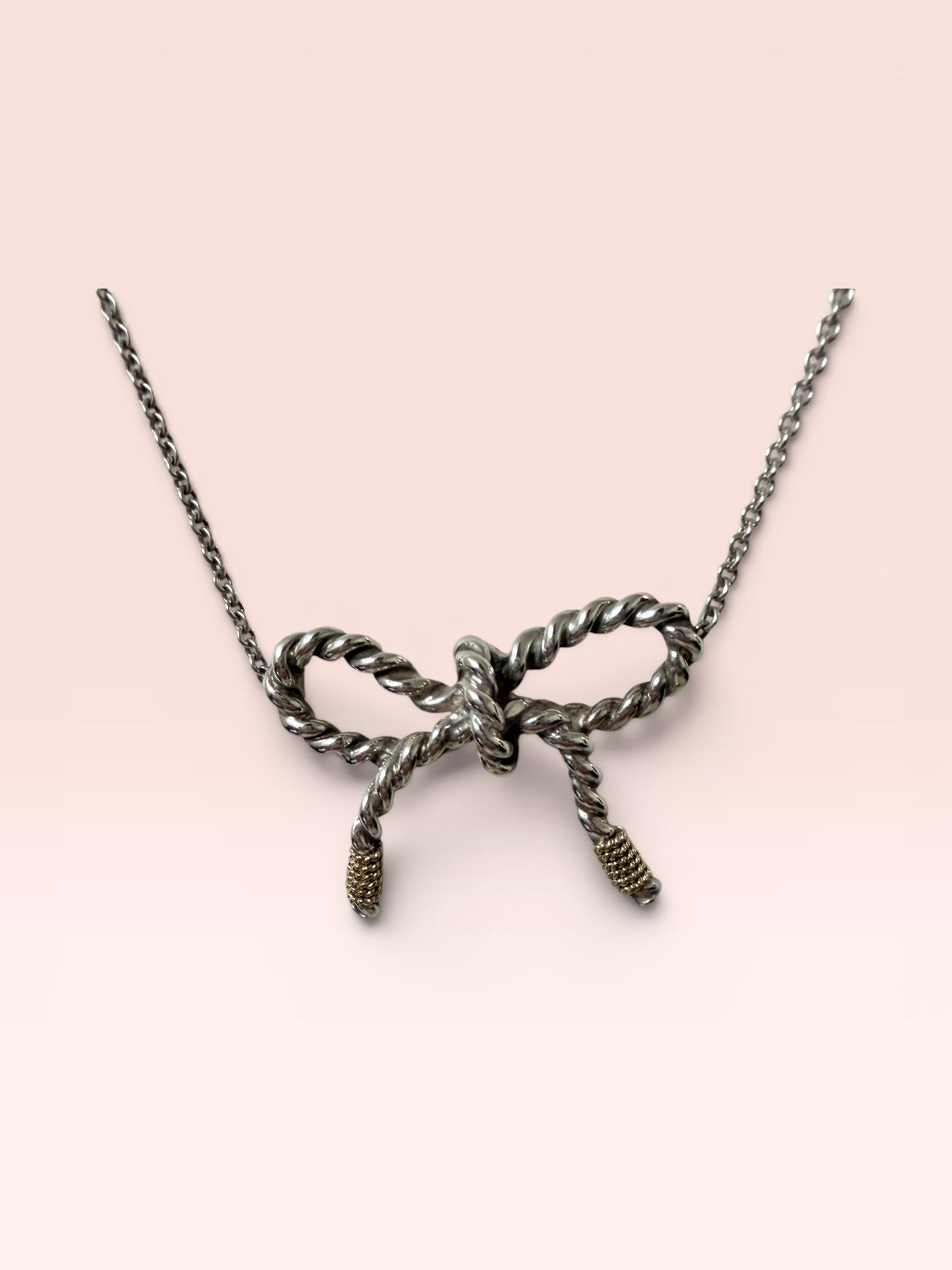 Tiffany & Co 16" Sterling Silver Twisted Rope Bow Necklace
