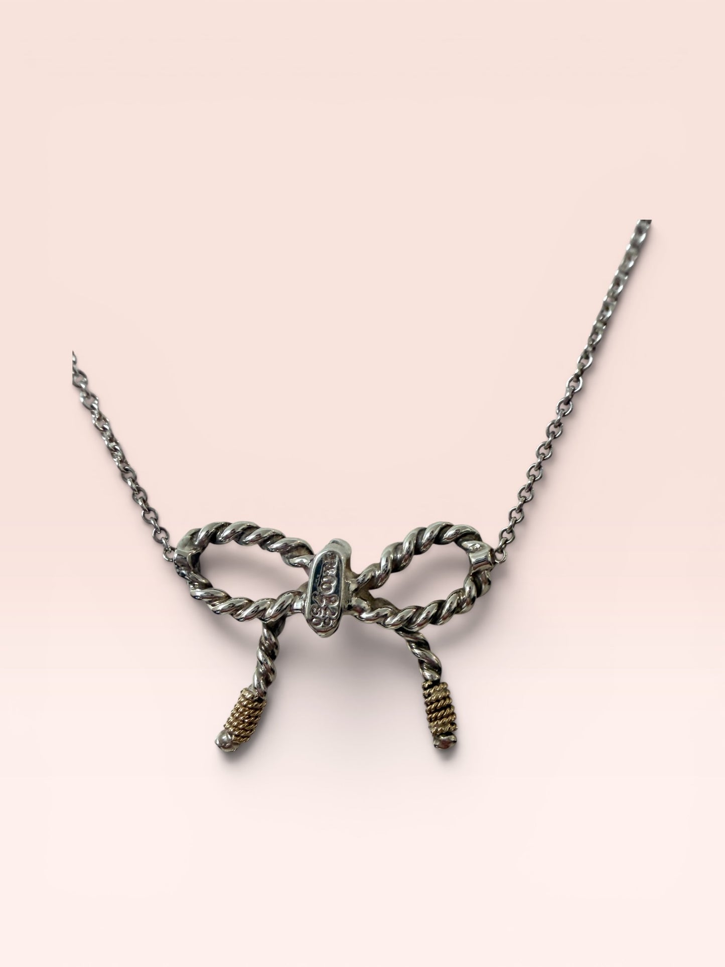 Tiffany & Co 16" Sterling Silver Twisted Rope Bow Necklace