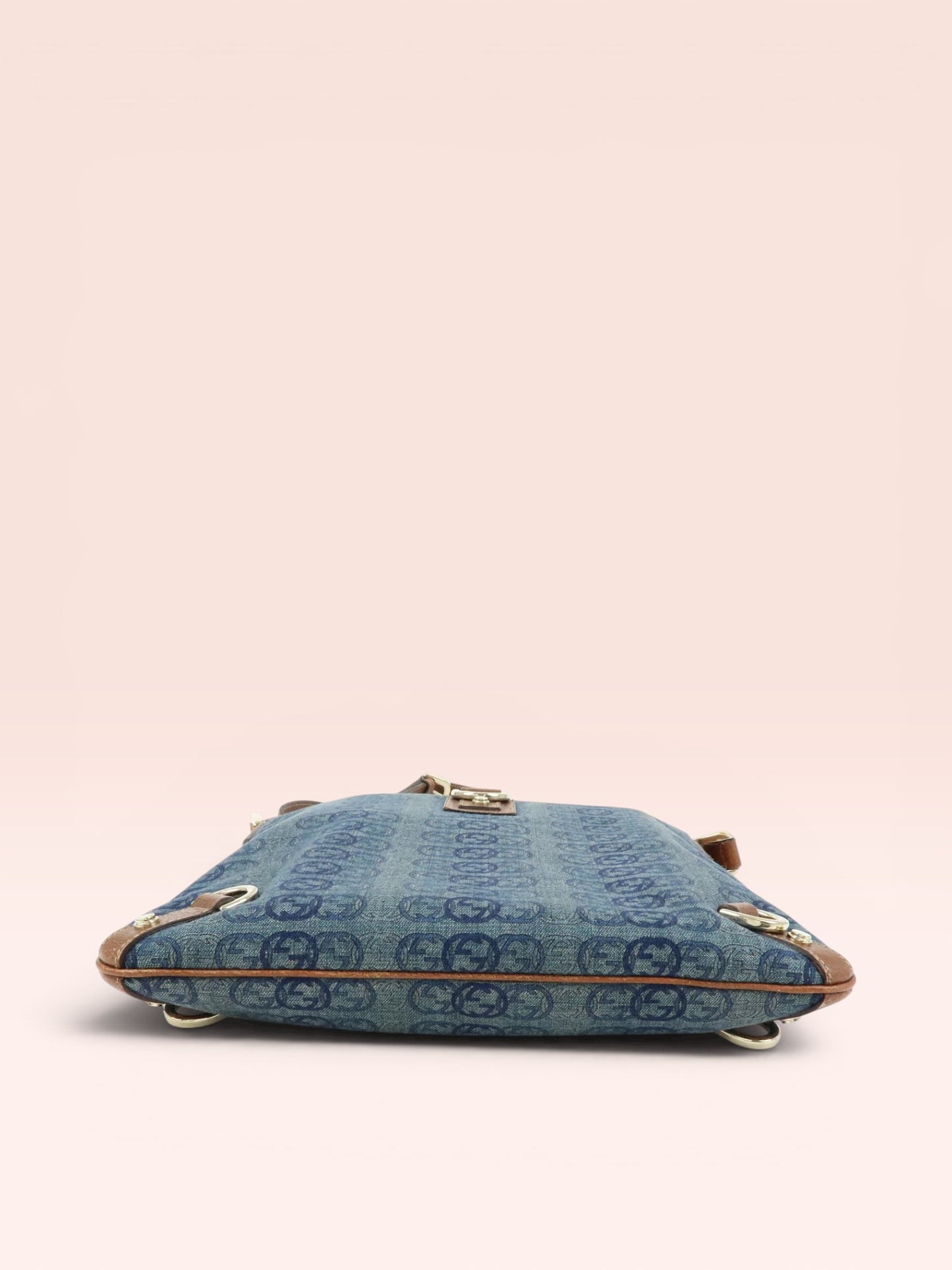 Gucci Denim Abbey Messenger Bag Blue Brown