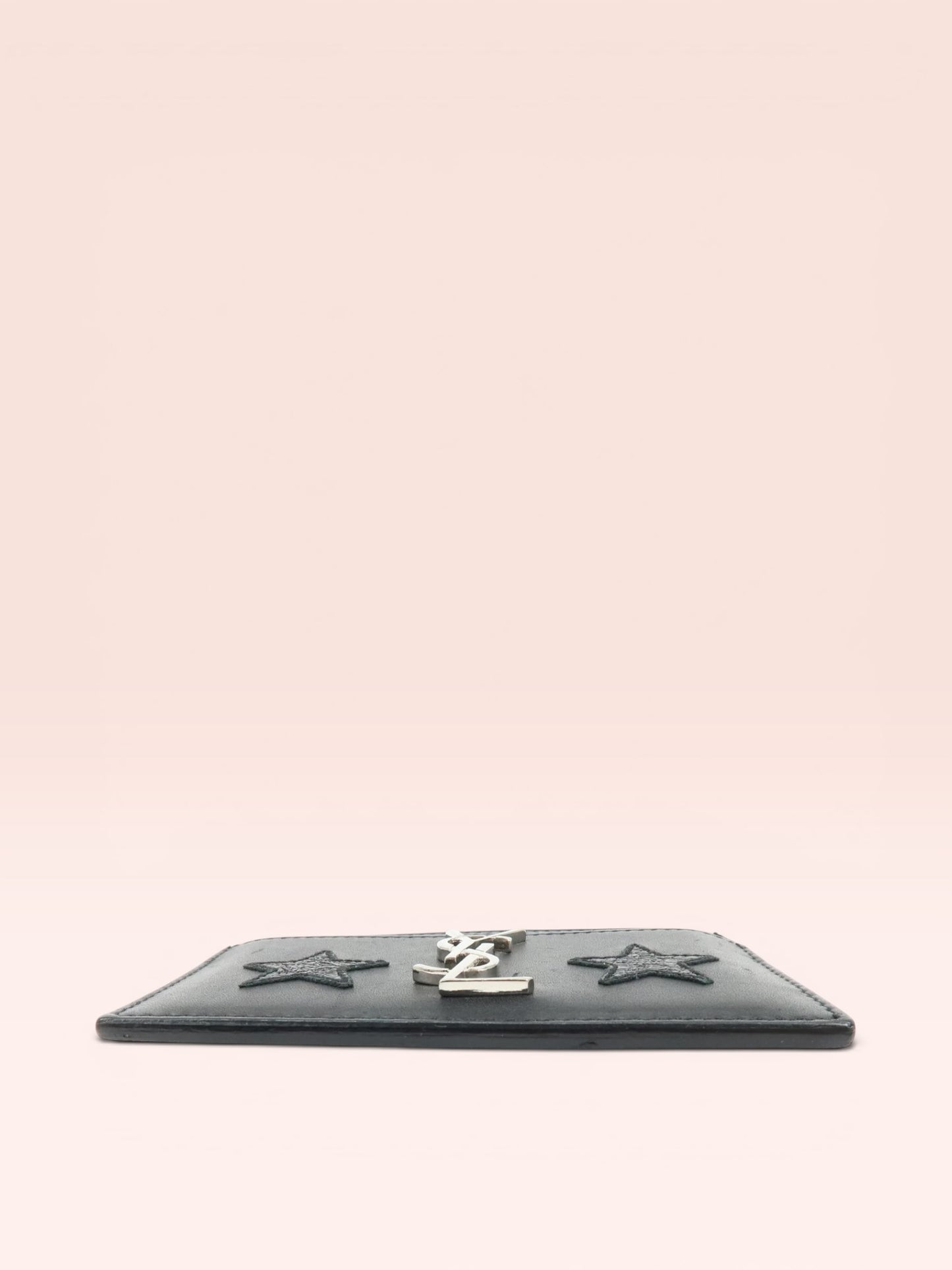 Yves Saint Laurent Cassandra Star Leather Card Holder (Black)