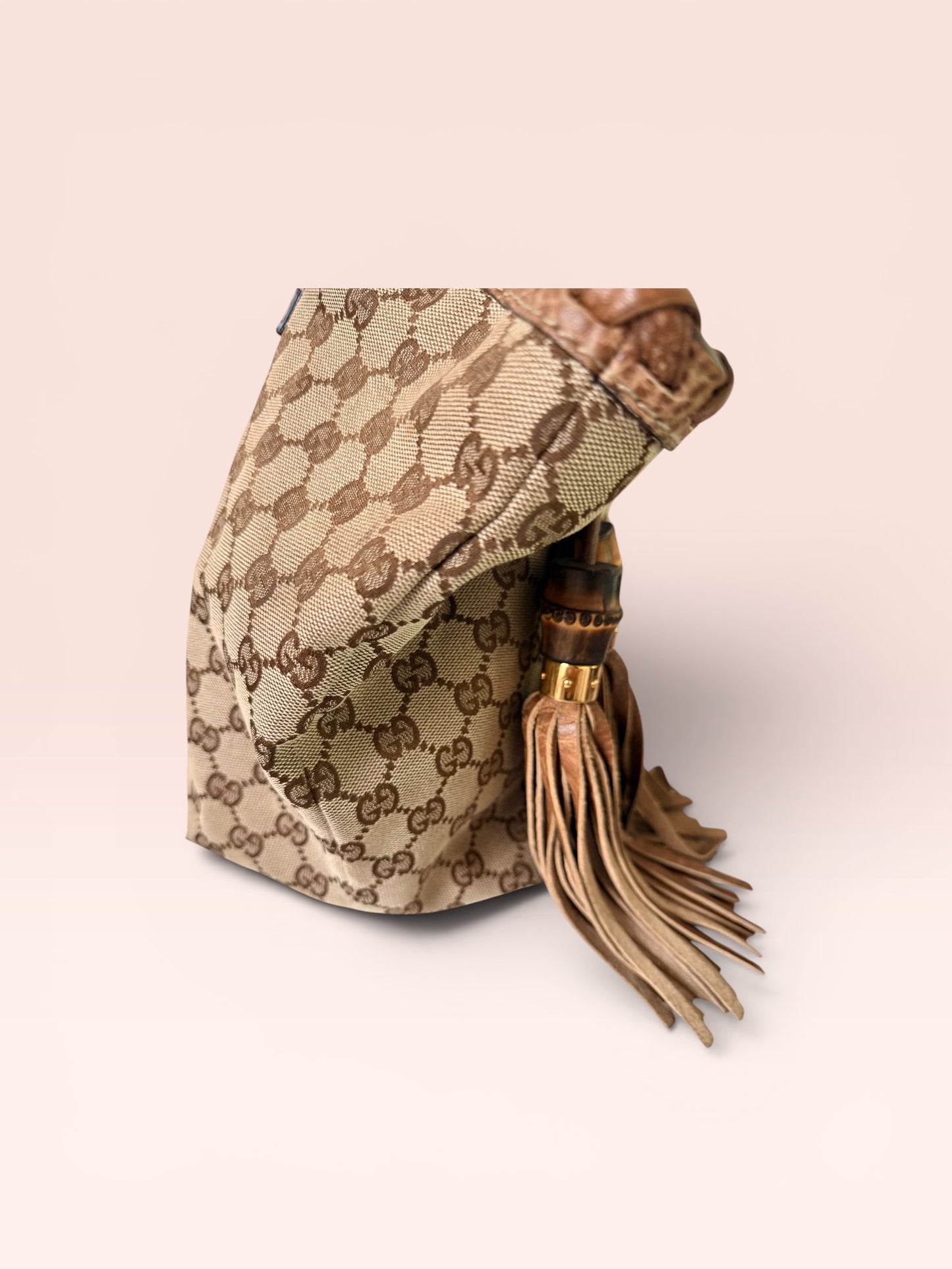 Gucci GG Canvas Bamboo Tassel Tote