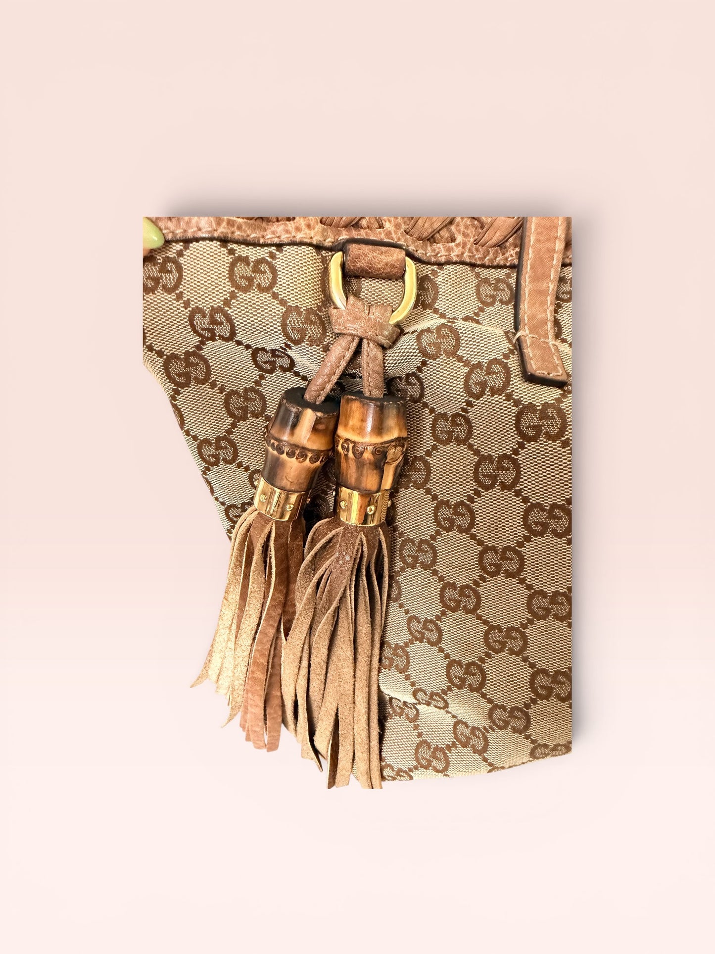 Gucci GG Canvas Bamboo Tassel Tote