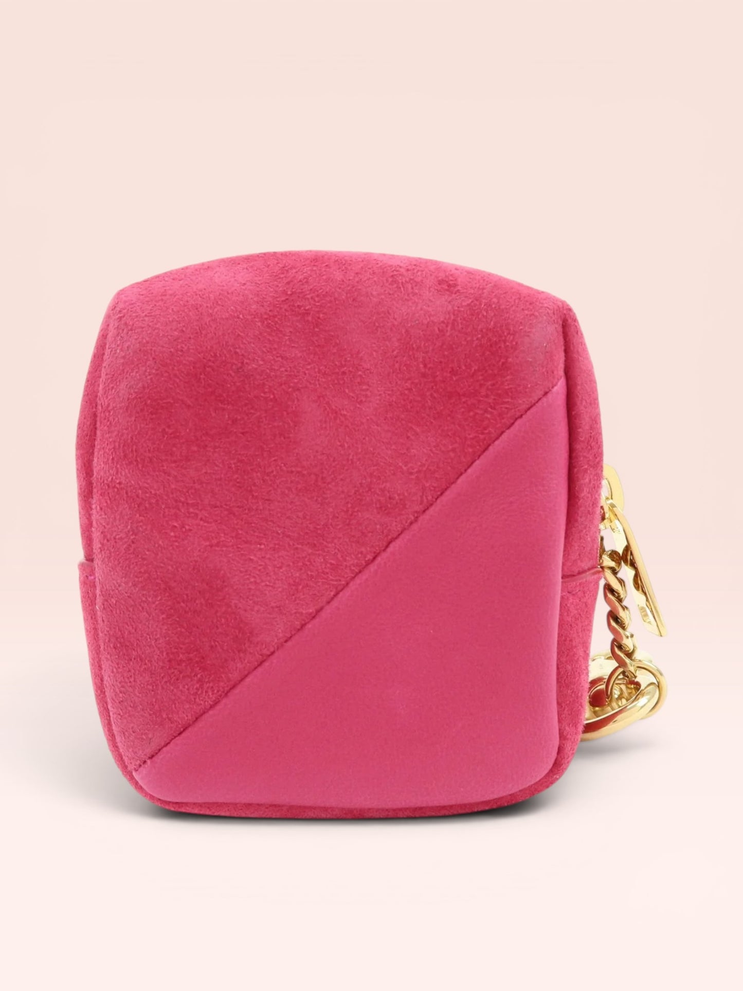Saint Laurent Suede Leather Jamie Cube Key Pouch (pink)