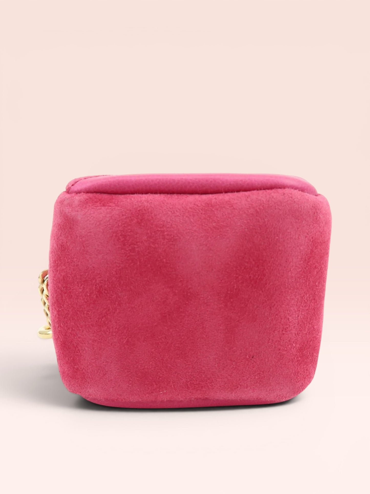 Saint Laurent Suede Leather Jamie Cube Key Pouch (pink)