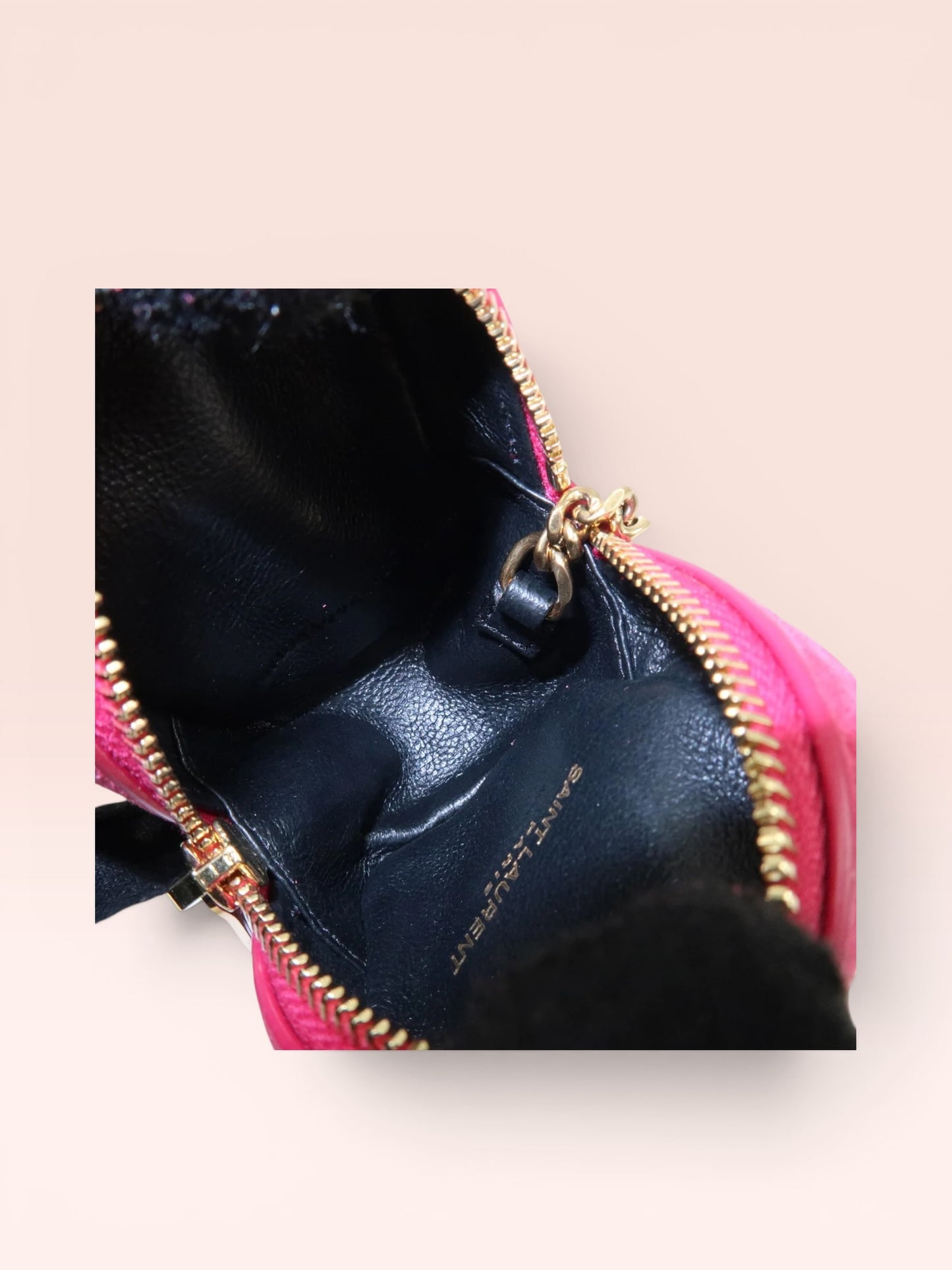 Saint Laurent Suede Leather Jamie Cube Key Pouch (pink)