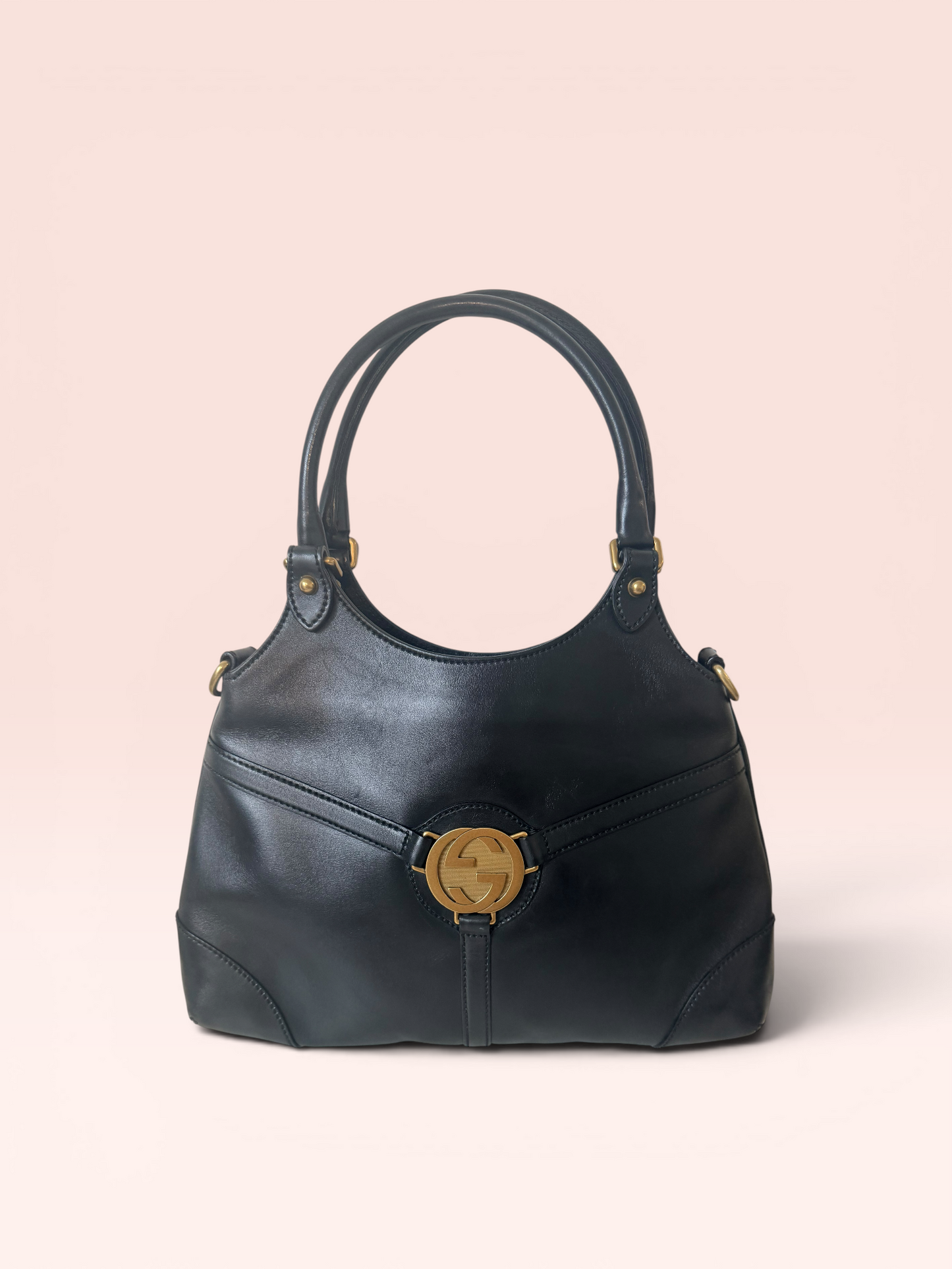 Gucci Leather Vintage Reins Hobo Bag (Black)