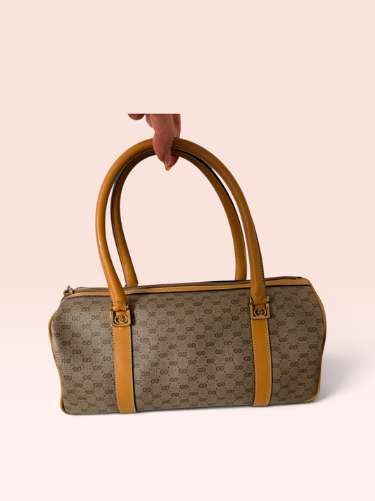 Gucci Coated Canvas Micro GG Vintage Boston Bag