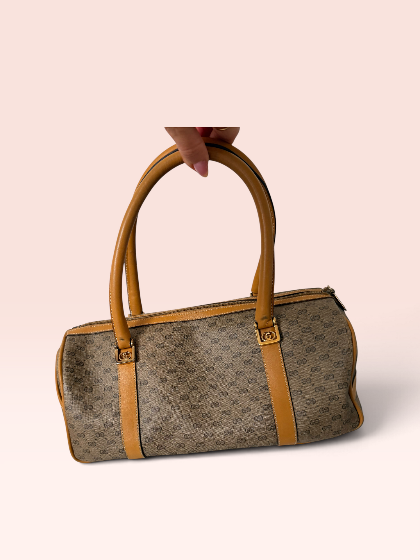 Gucci Coated Canvas Micro GG Vintage Boston Bag