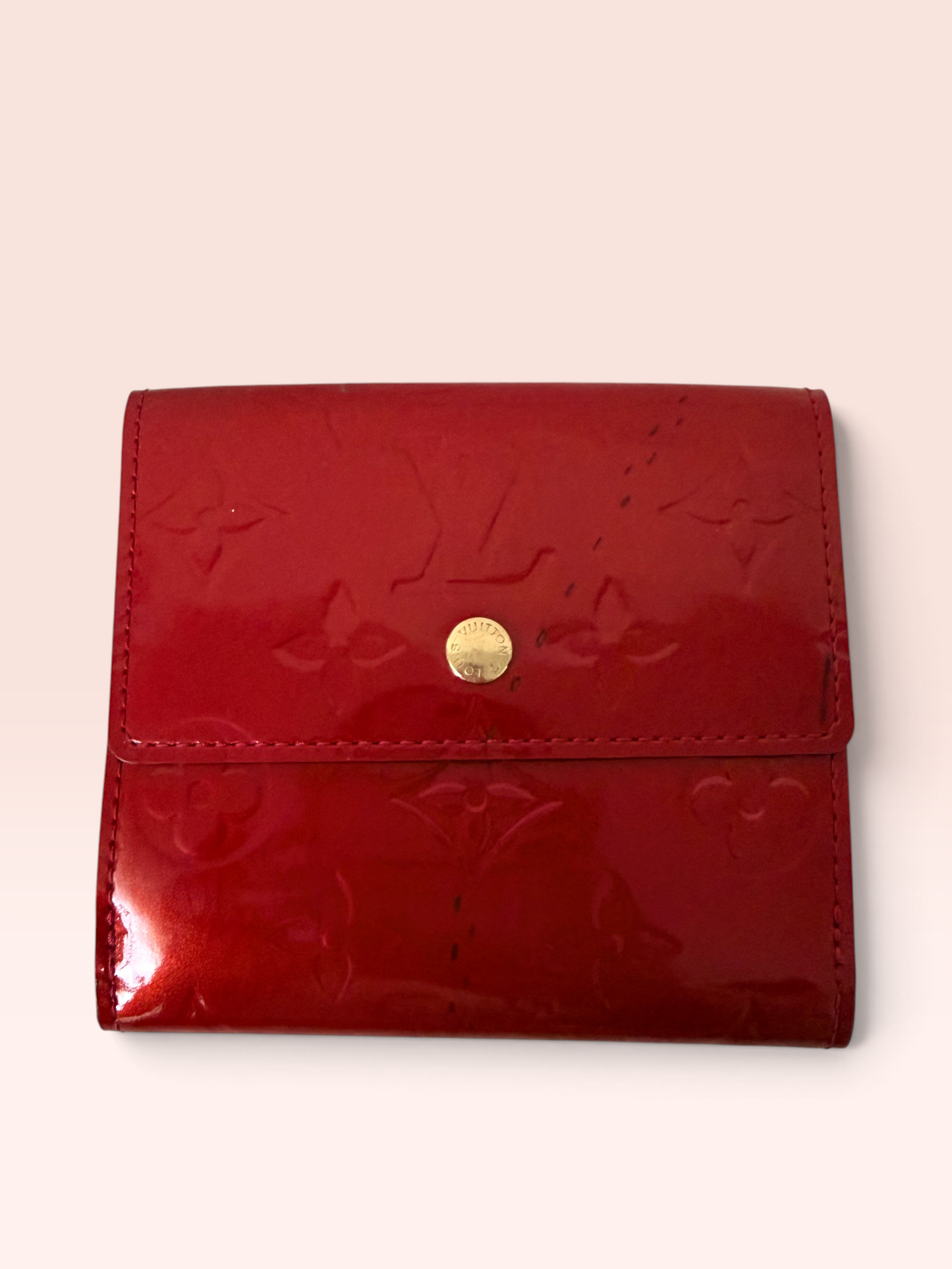 Louis Vuitton Monogram Vernis Leather Elise 0203 Wallet (Red) 2006