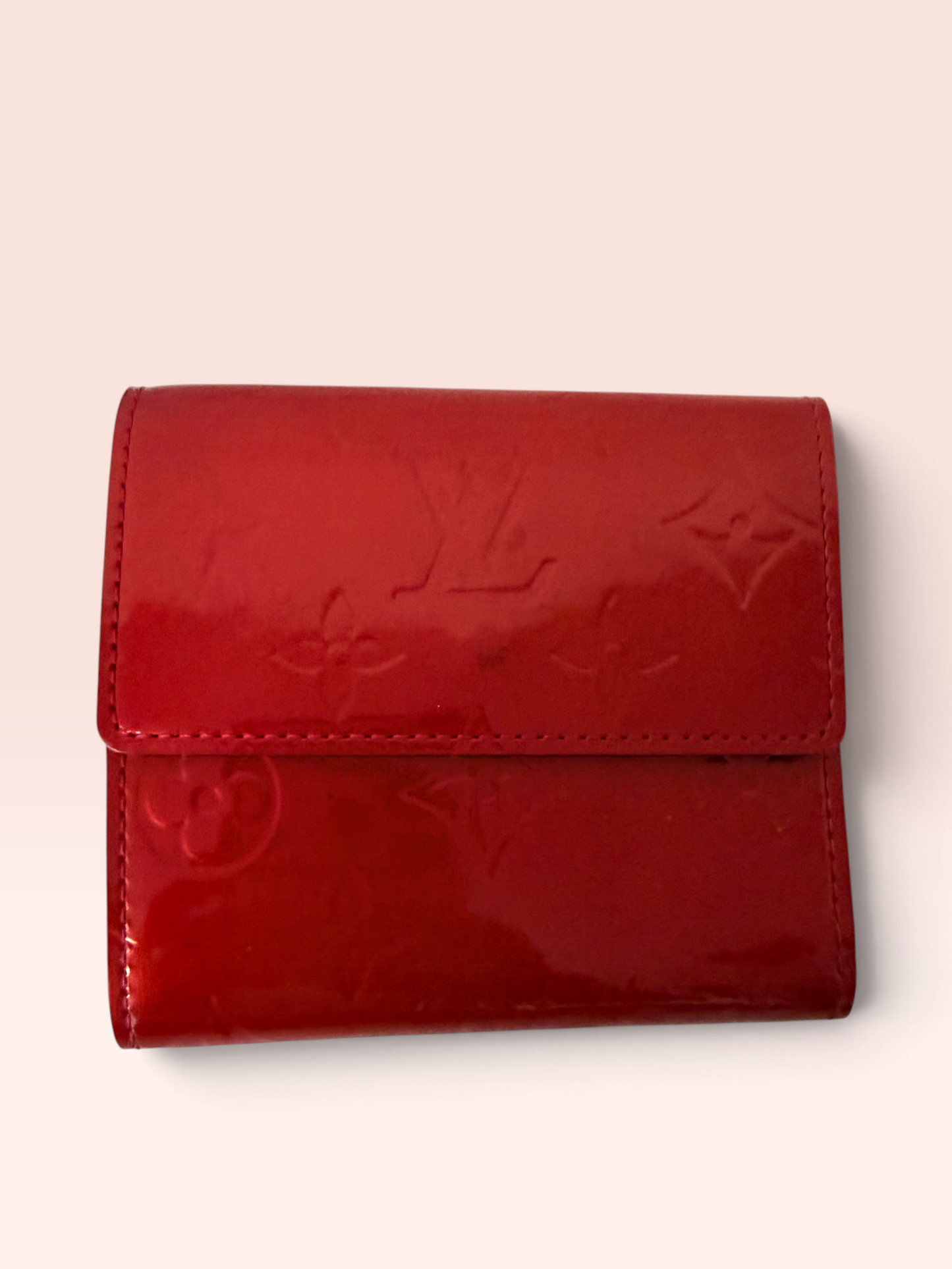Louis Vuitton Monogram Vernis Leather Elise 0203 Wallet (Red) 2006