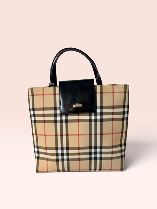 Burberry CANVAS Nova Check Top Handle Bag