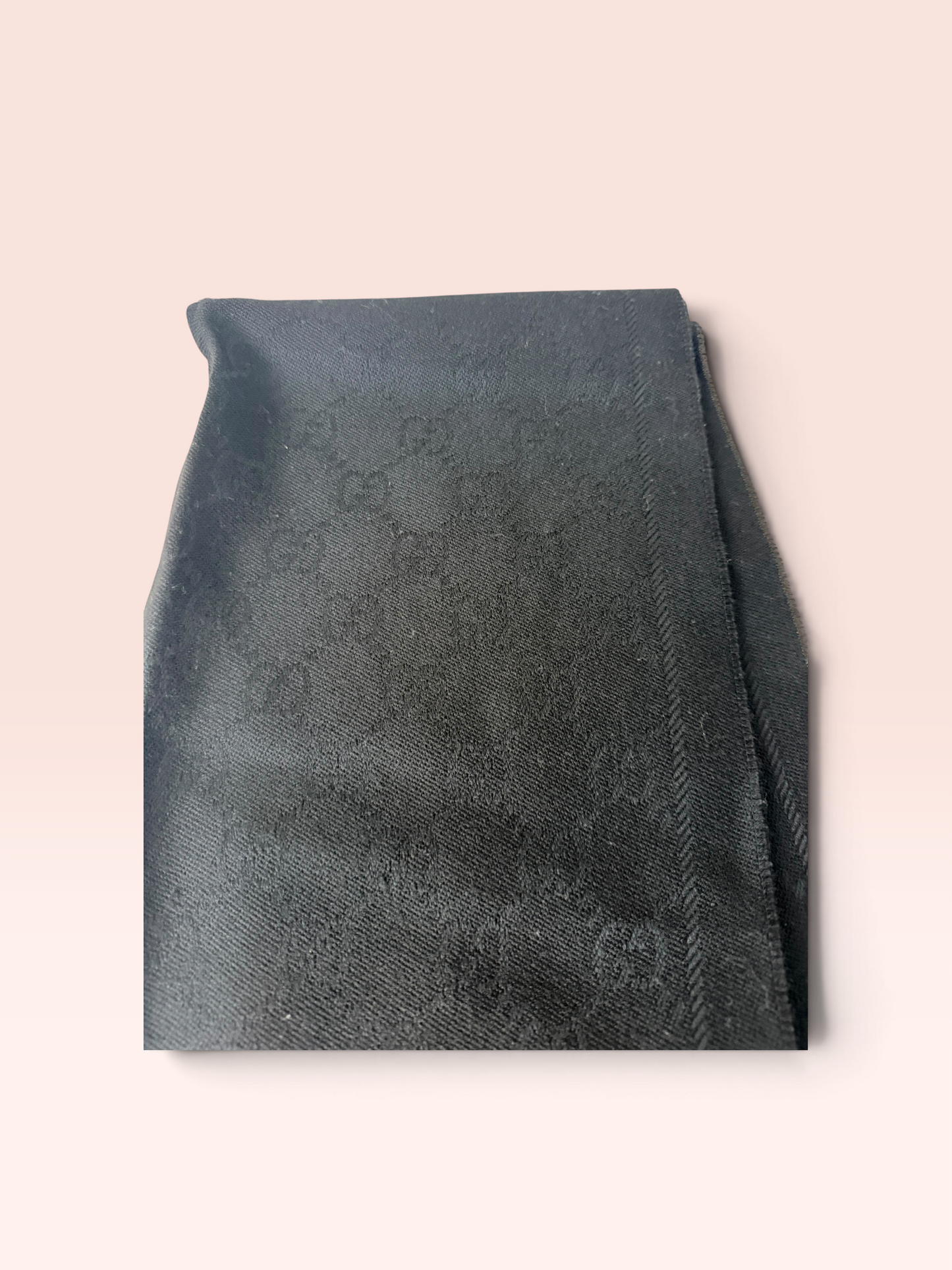 Gucci GG Jacquard Wool Silk Scarf (Black)