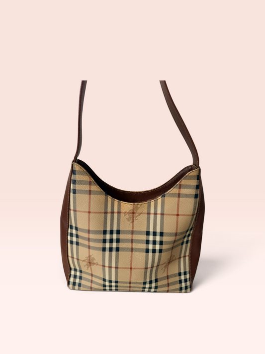 Burberrys Canvas Vintage Haymarket Check Shoulder Bag