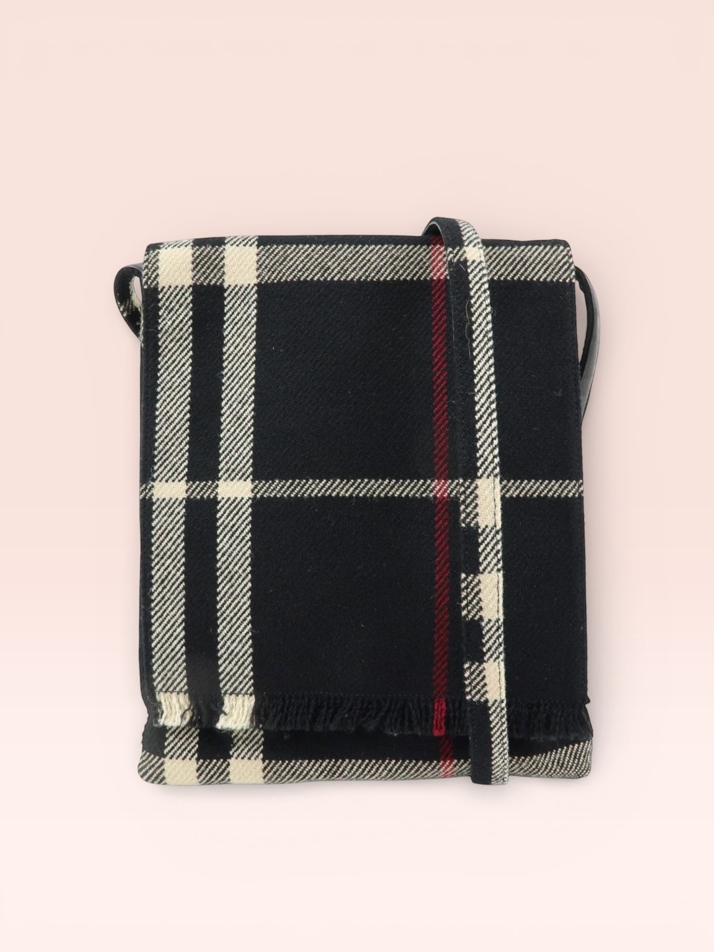 Burberry Plaid London Wool Crossbody Bag