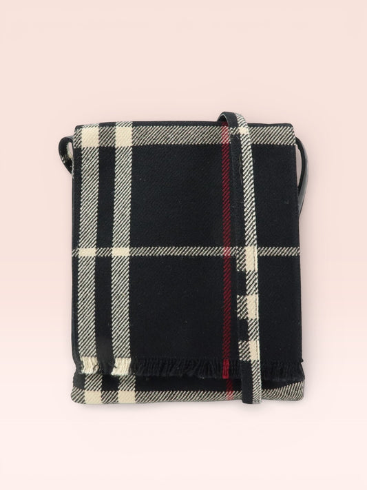 Burberry Plaid London Wool Crossbody Bag