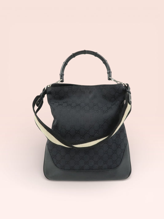Gucci GG Canvas Bamboo Sherry Top Handle / Shoulder Bag