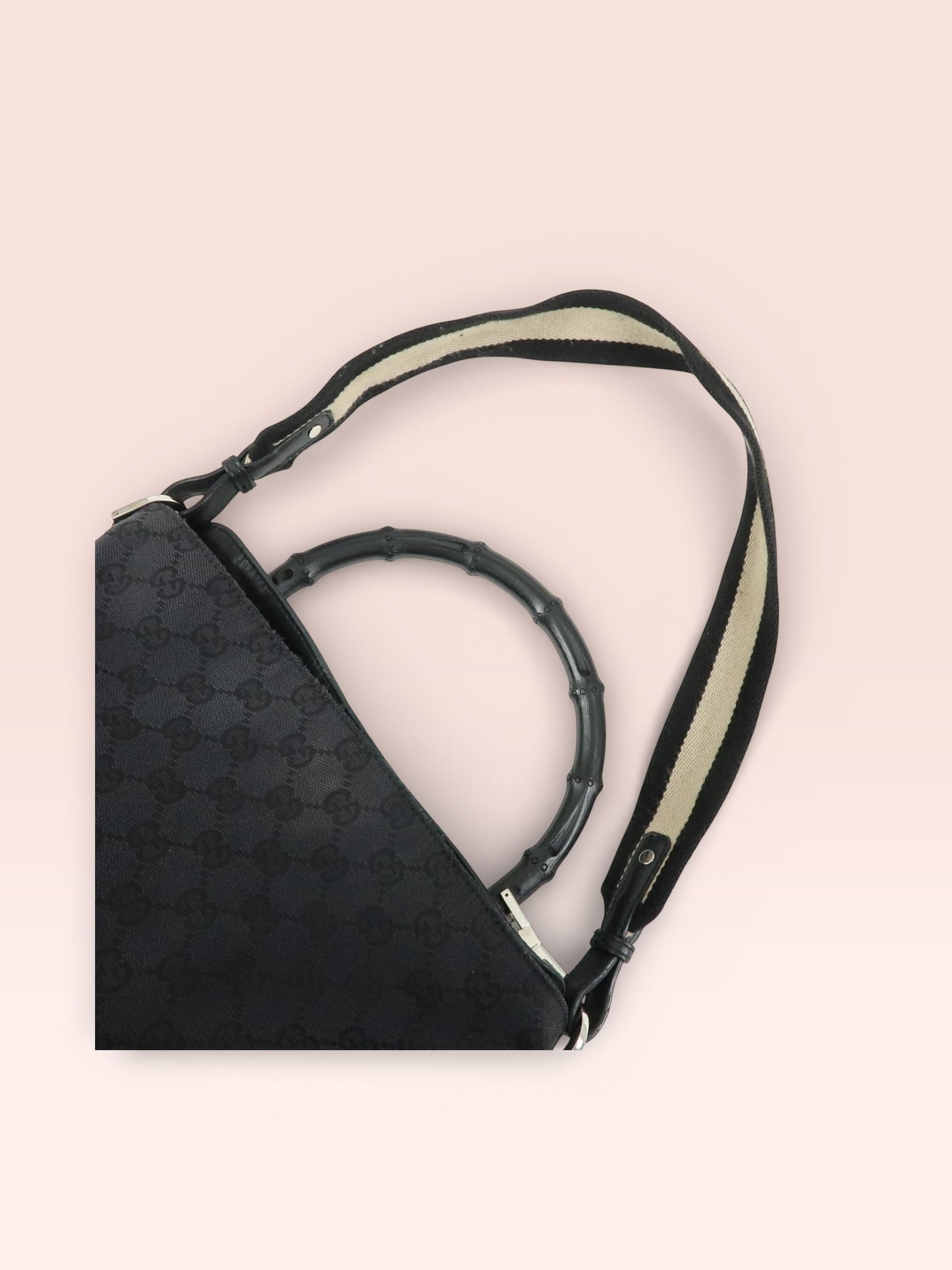 Gucci GG Canvas Bamboo Sherry Top Handle / Shoulder Bag