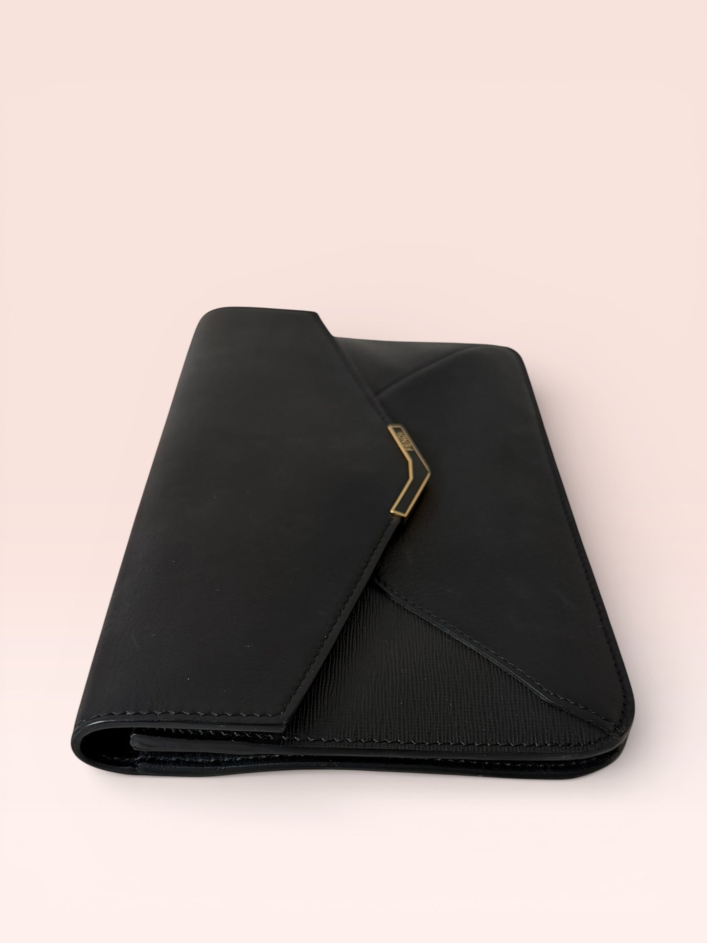 Fendi Leather Envelope Clutch (Black)