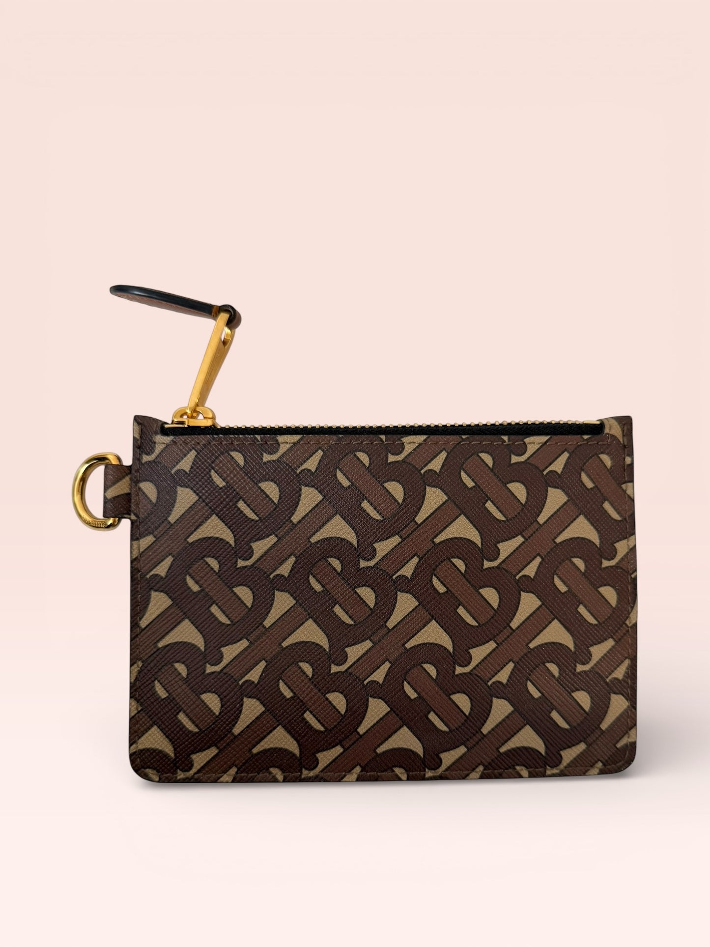 Burberry Monogram Coated Canvas Zip Coin Purse (Bridle Brown)