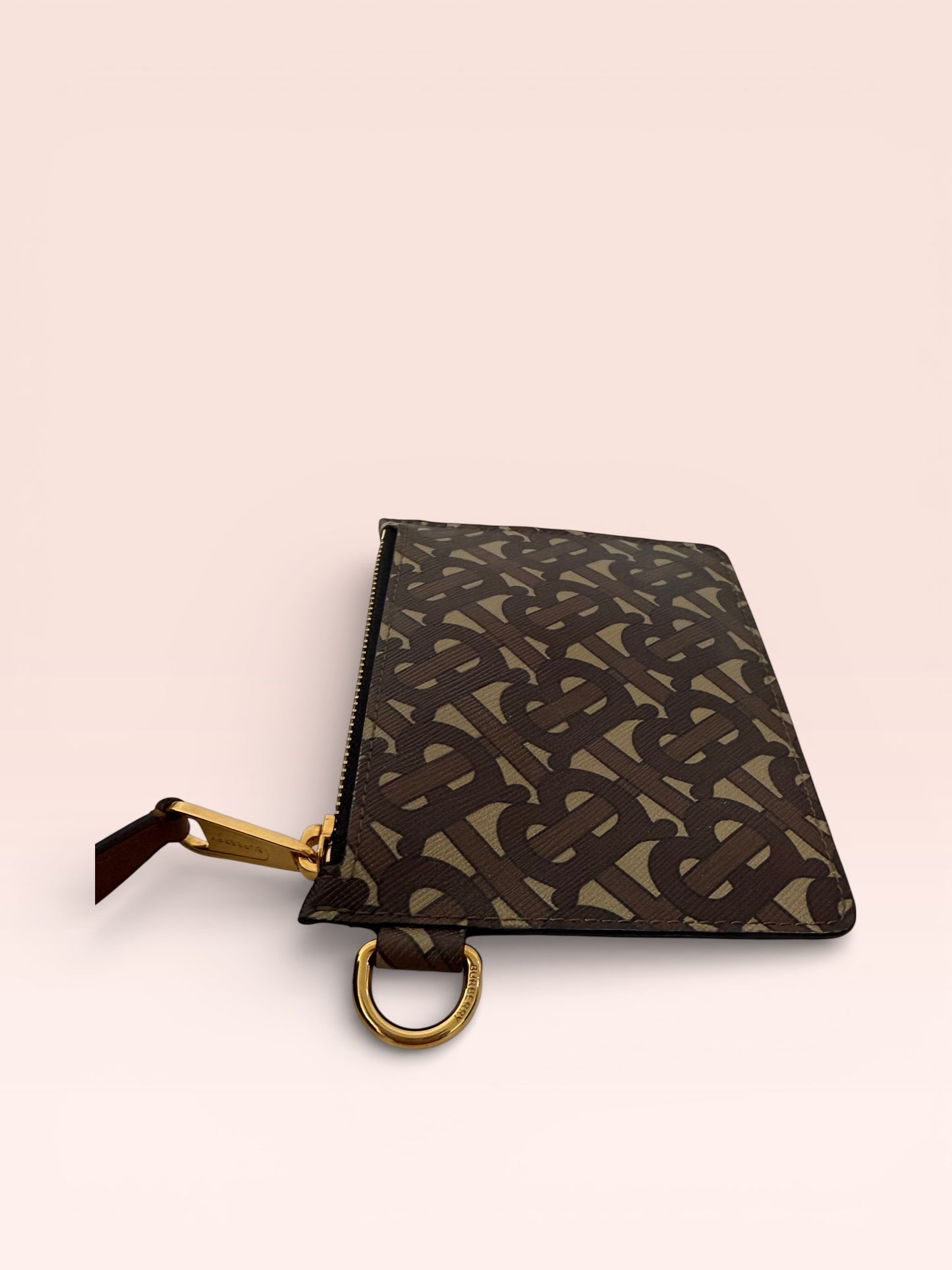 Burberry Monogram Coated Canvas Zip Coin Purse (Bridle Brown)