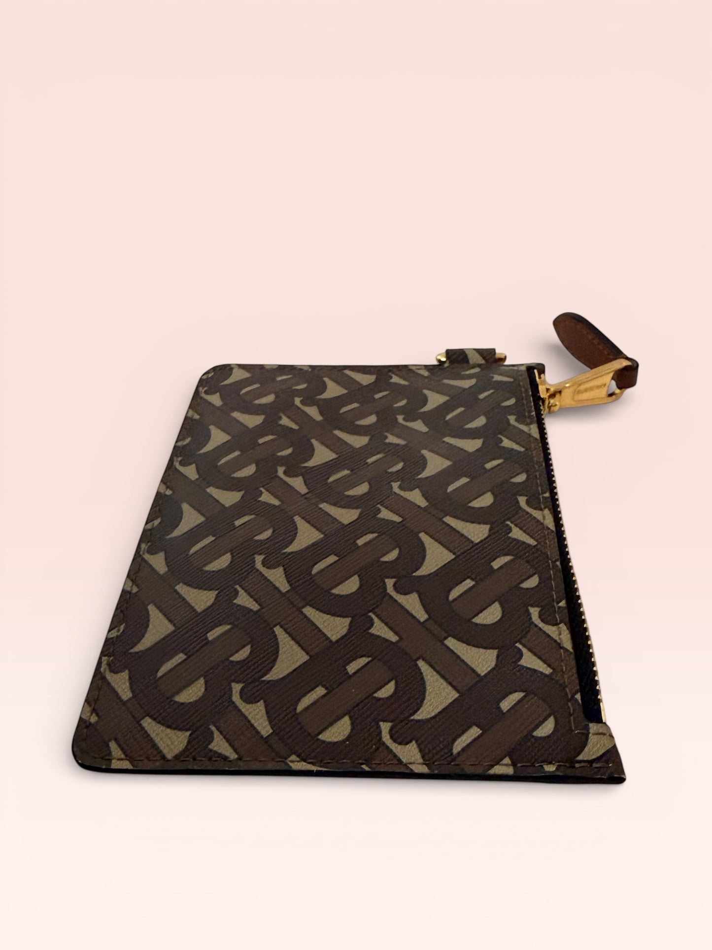 Burberry Monogram Coated Canvas Zip Coin Purse (Bridle Brown)