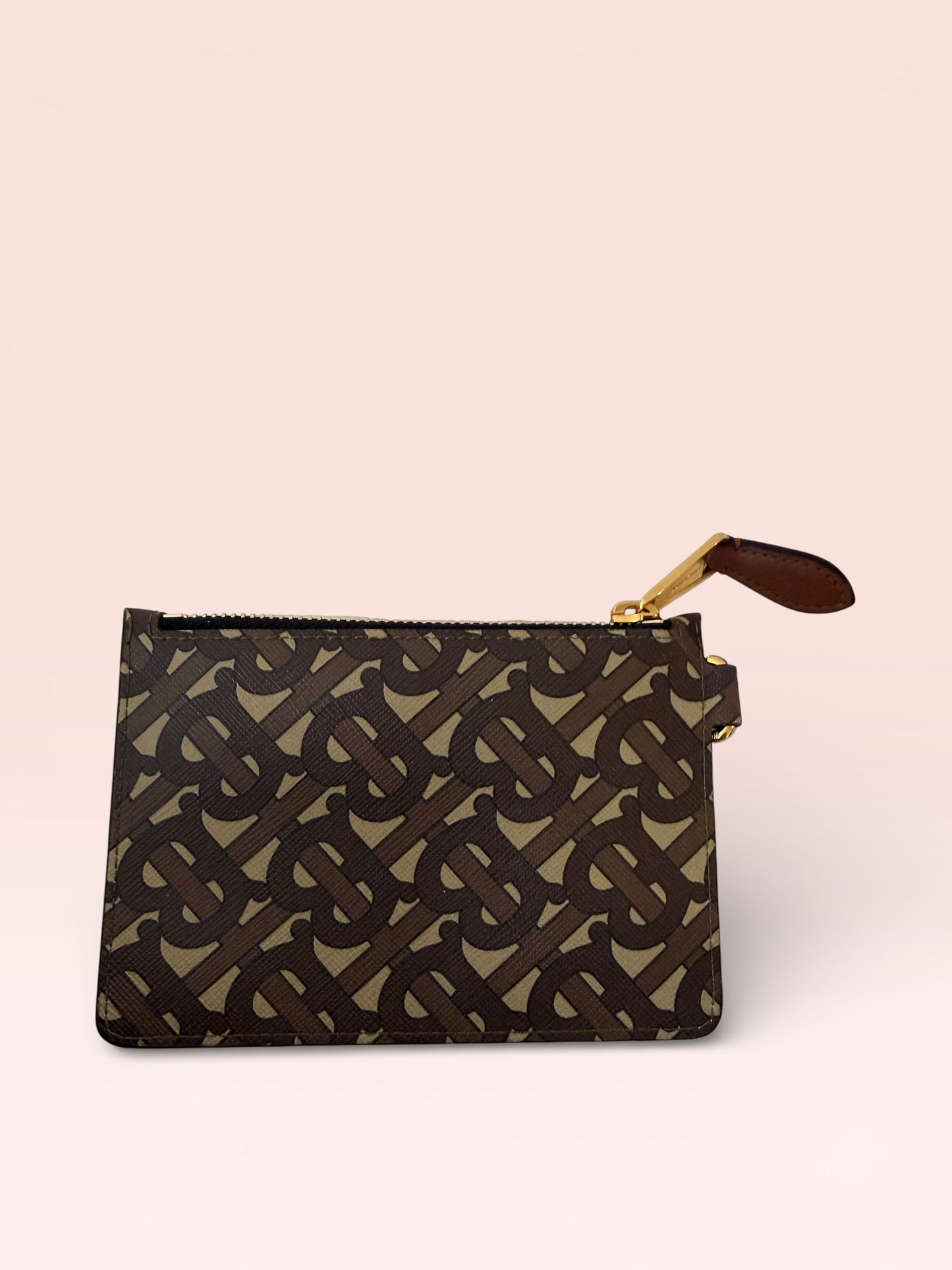 Burberry Monogram Coated Canvas Zip Coin Purse (Bridle Brown)