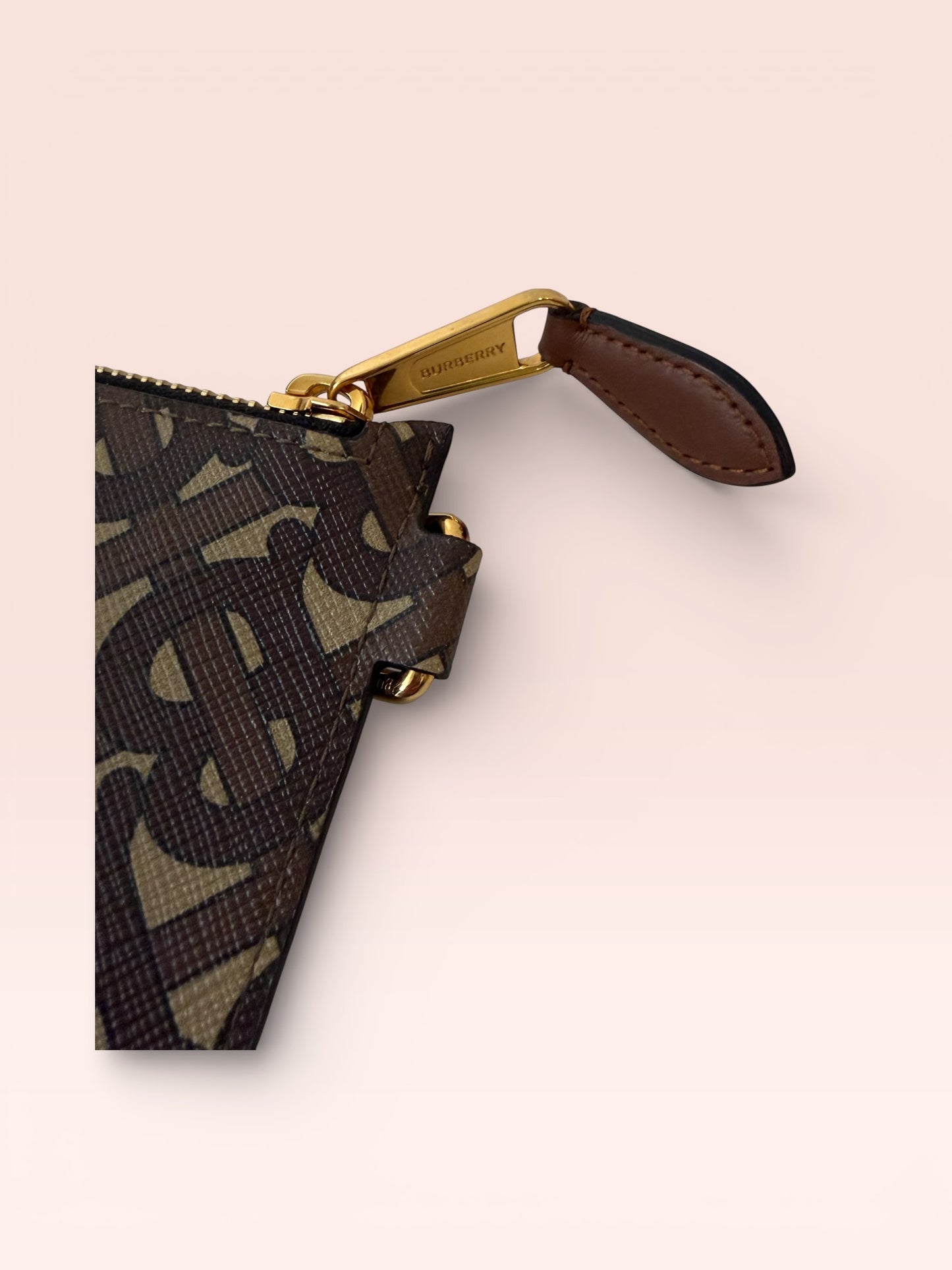 Burberry Monogram Coated Canvas Zip Coin Purse (Bridle Brown)