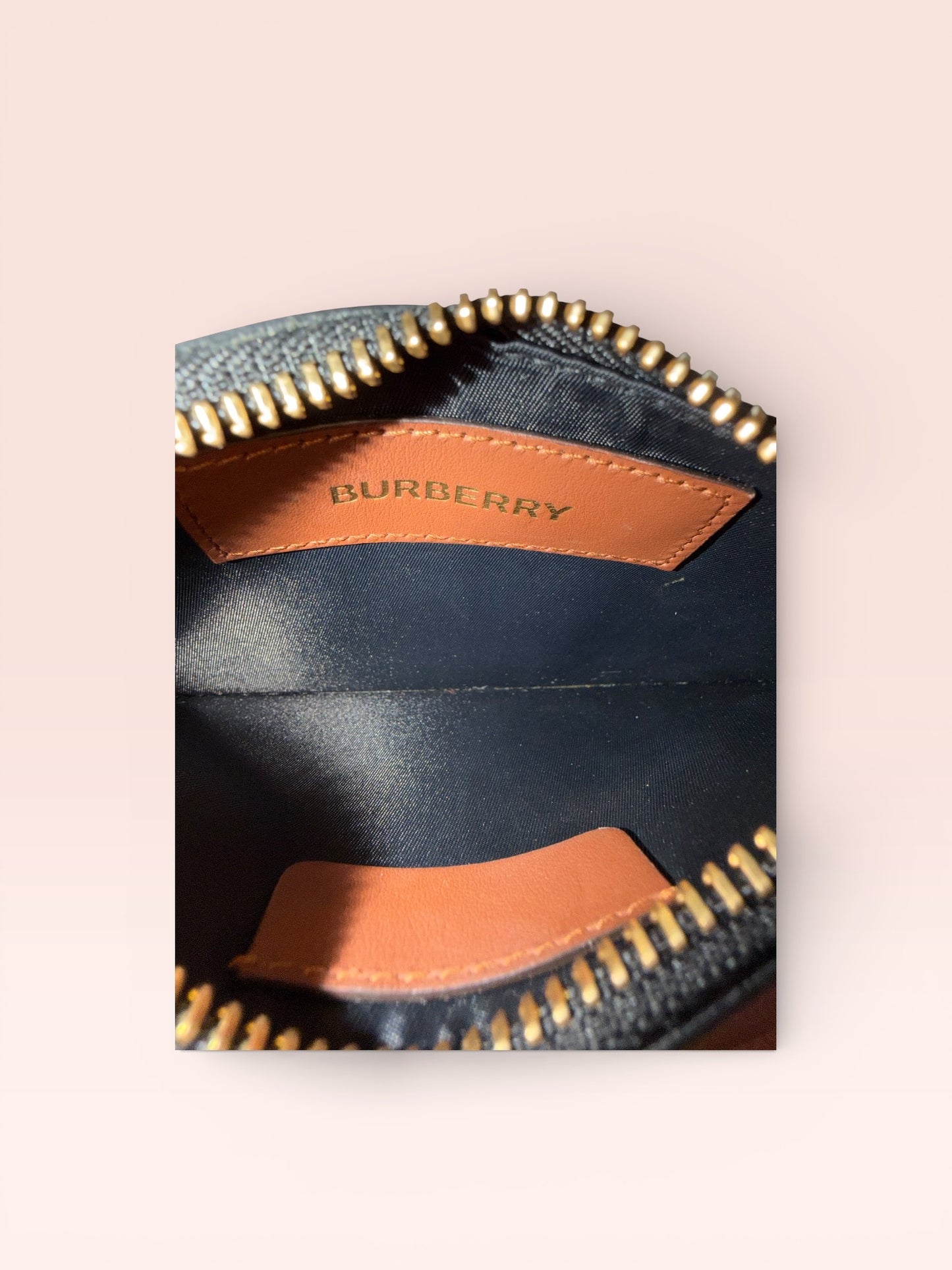 Burberry Monogram Coated Canvas Zip Coin Purse (Bridle Brown)