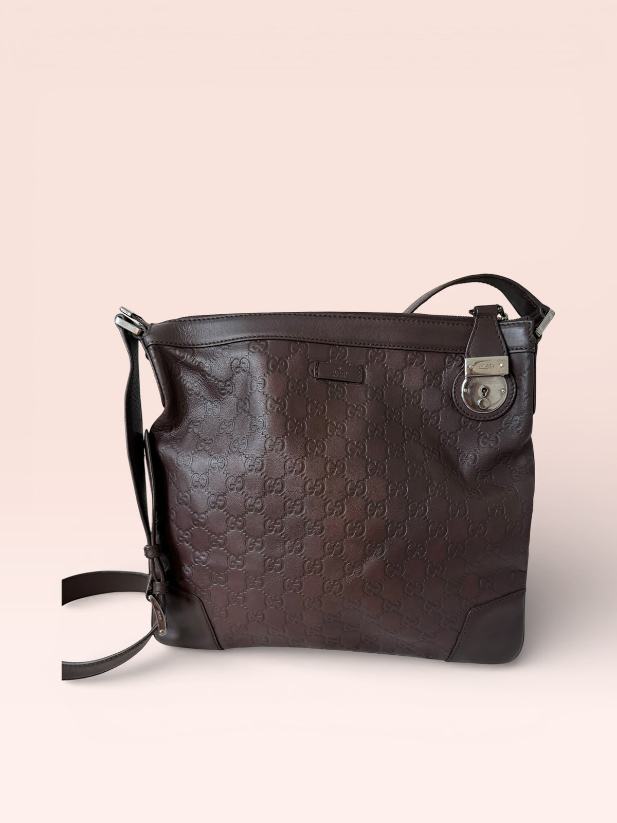 Gucci Guccissima Leather Messenger Bag (Brown)